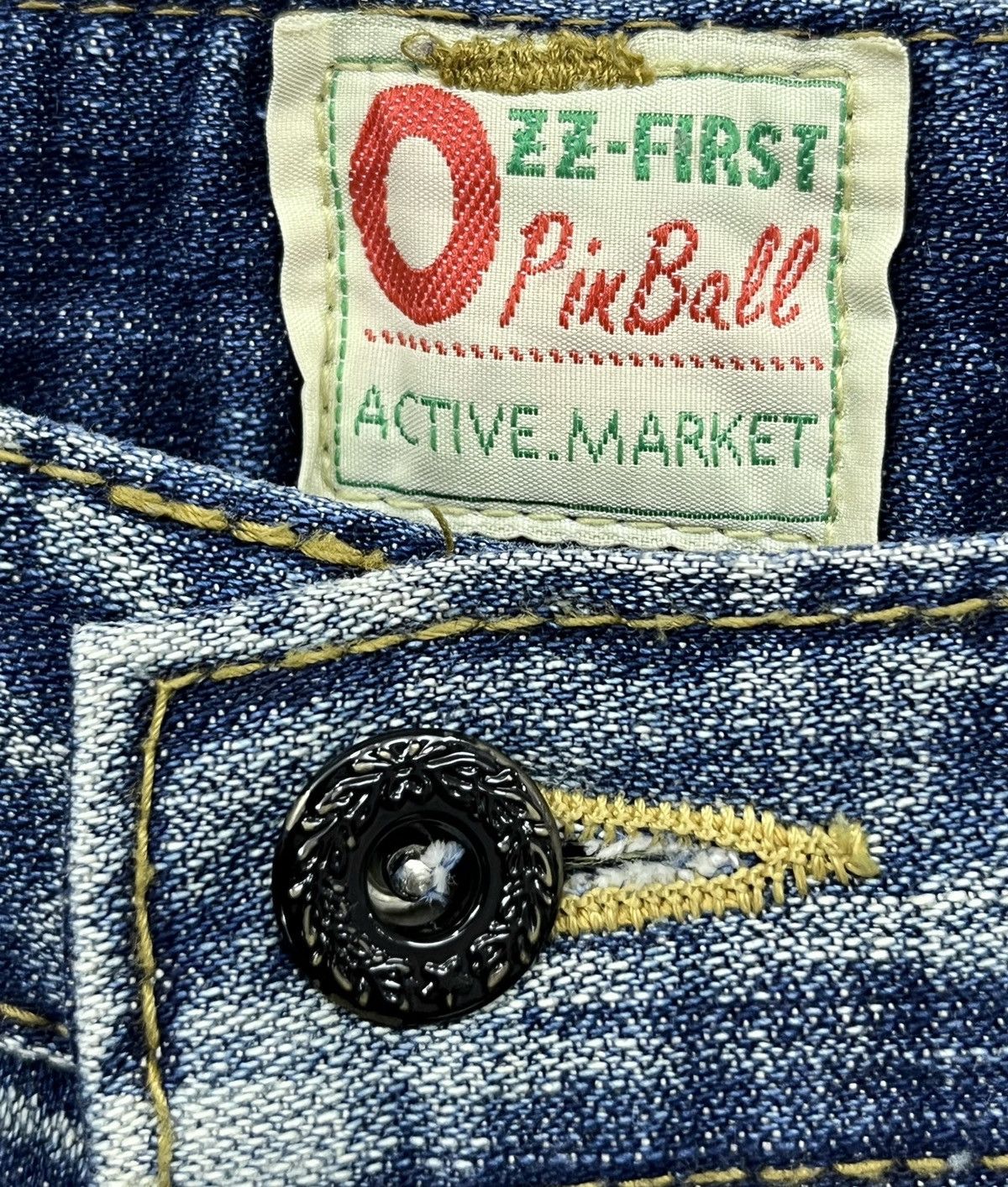 Japanese Brand FYE🔥Vintage PINBALL Mudmax Acid Wash Denim Wide Leg FLARE💥 Size US 34 / EU 50 - 10 Thumbnail