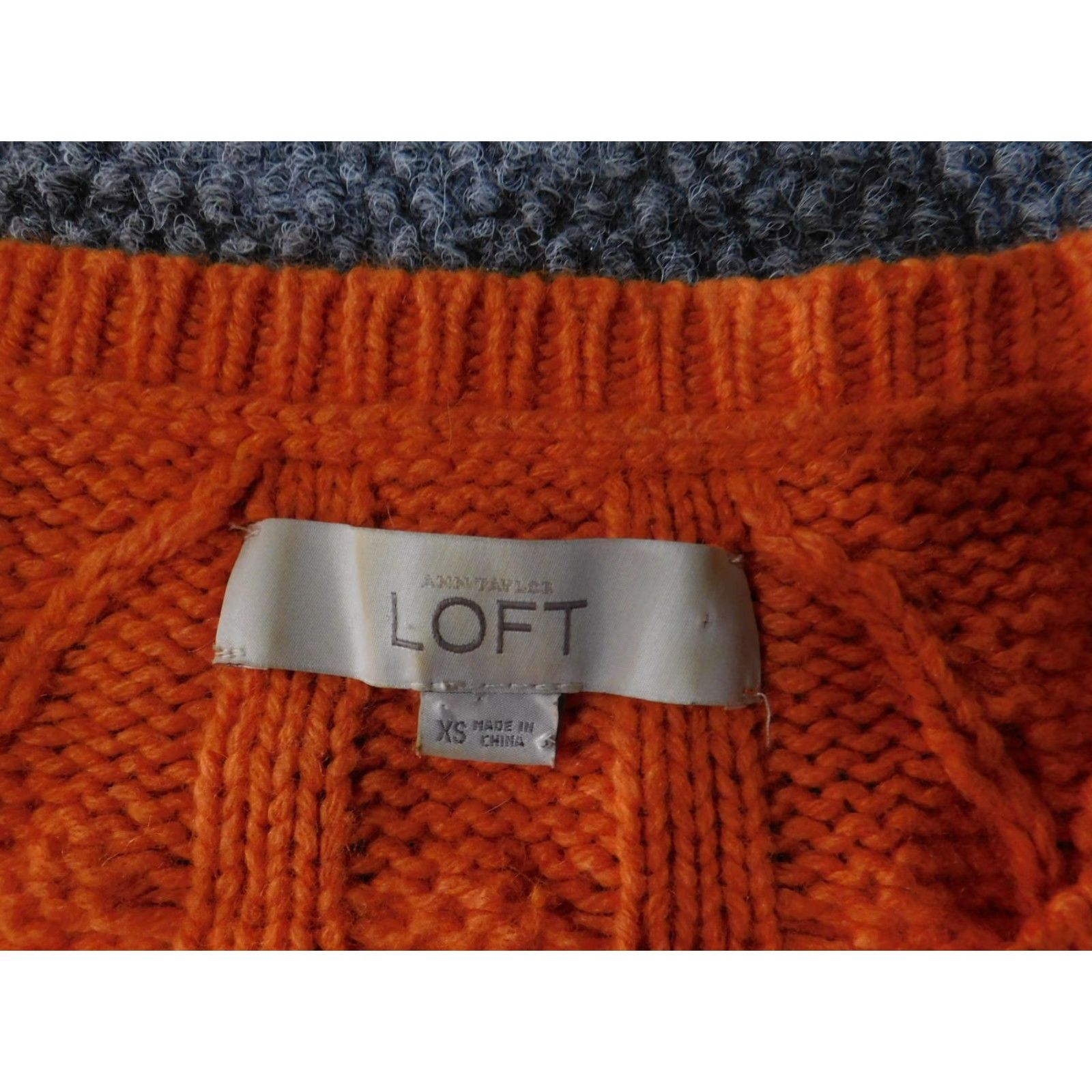 Loft LOFT Ann Taylor Cable Knit Sweater Womens XS Orange Wool Rabbit Hair Crewneck Pullover Size XS / US 0-2 / IT 36-38 - 4 Thumbnail