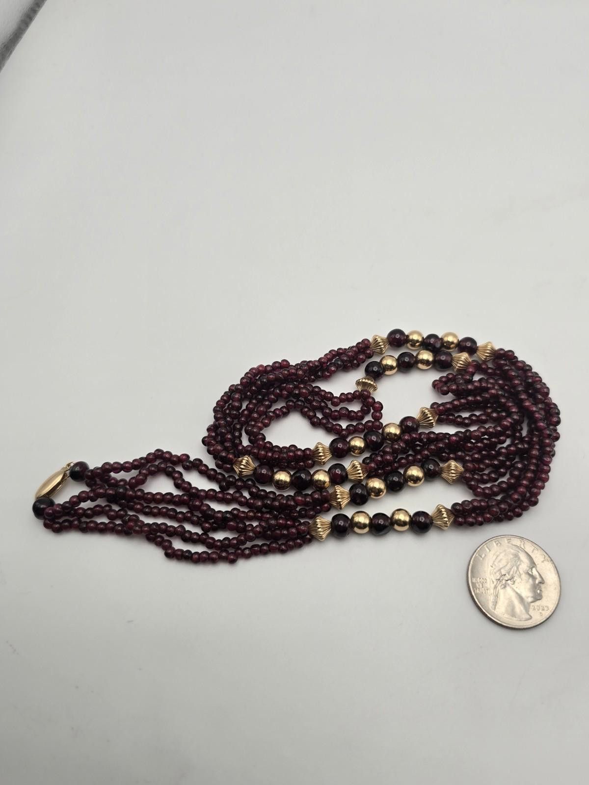 The Unbranded Brand 30" 14k Gold Bead Garnet Necklace 50g Vintage Multi Strand Size ONE SIZE - 5 Thumbnail