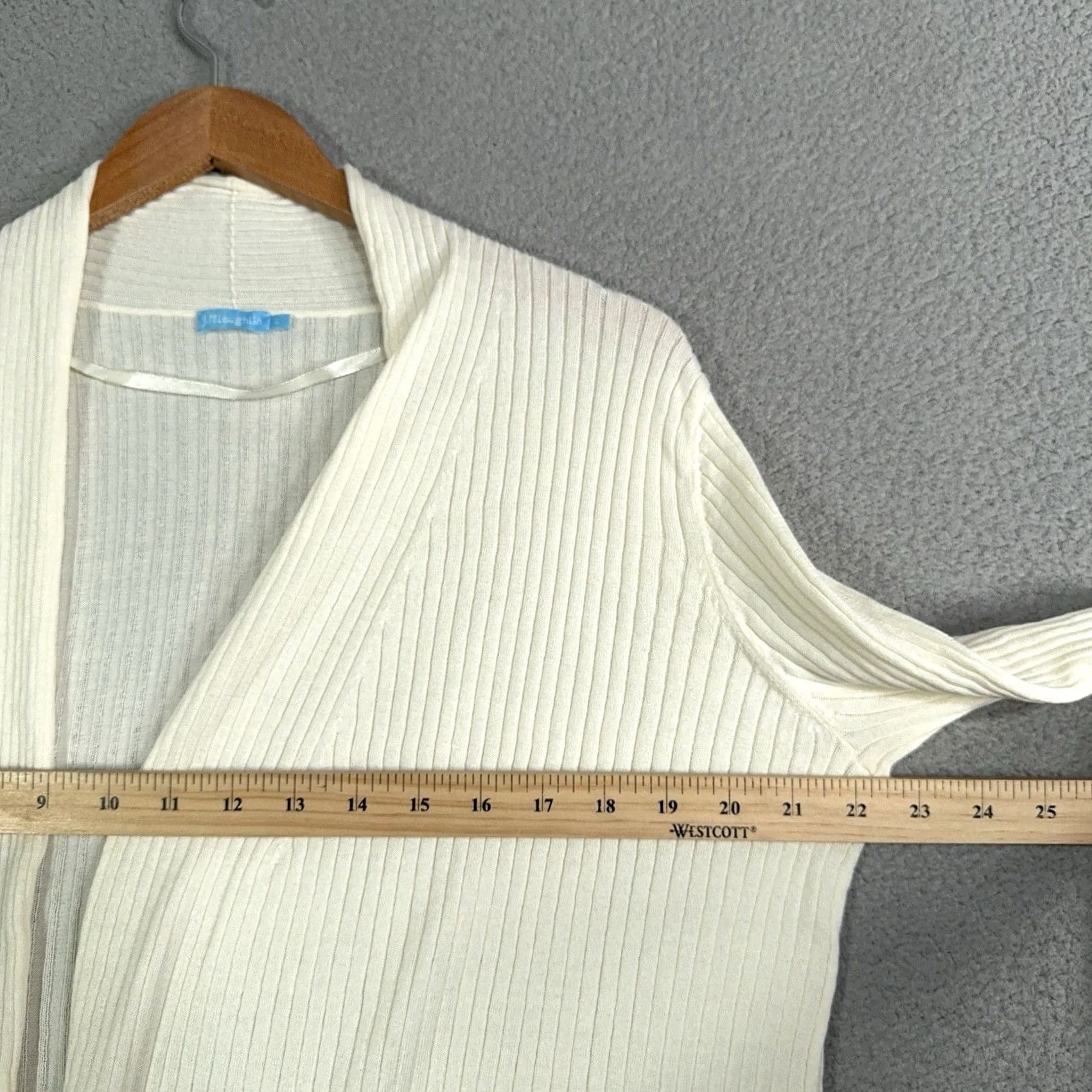 J.McLaughlin J. McLaughlin Cardigan Womens Large Ivory Knit Lightweight Open Rib Modal Cotton Knit Sweater) Size L / US 10 / IT 46 - 5 Thumbnail