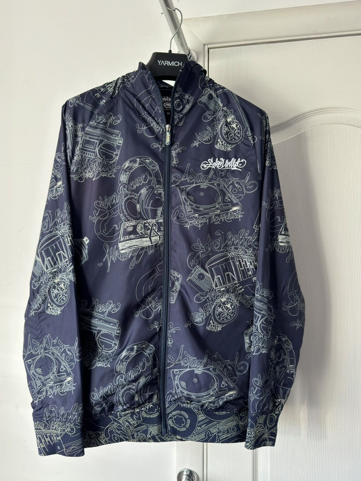 Ecko Unltd. Ecko Unltd Logogram Strip Graphic Nylon Jacket Embroidered Size US M / EU 48-50 / 2 - 1 Thumbnail