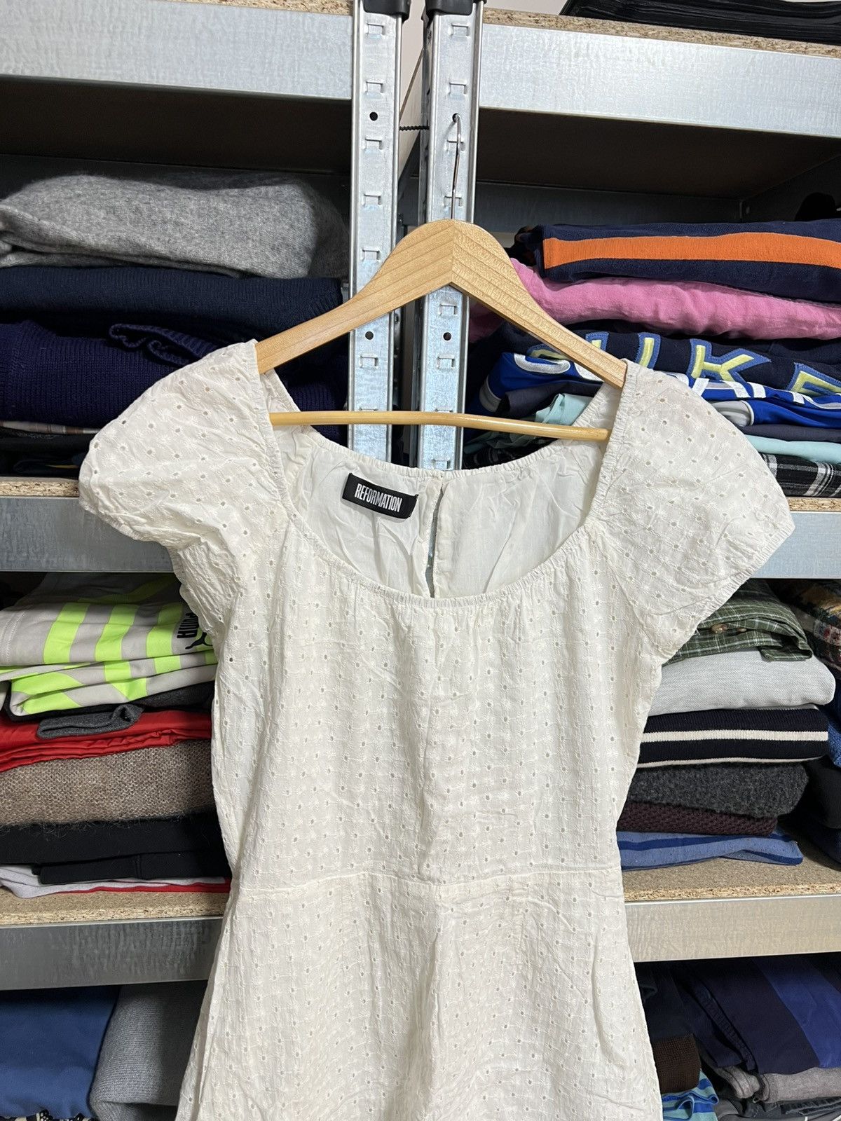 Designer × Reformation Reformation Dress Off White Sheer Boho Sleeveless Bohemian 8 Size M / US 6-8 / IT 42-44 - 2 Thumbnail
