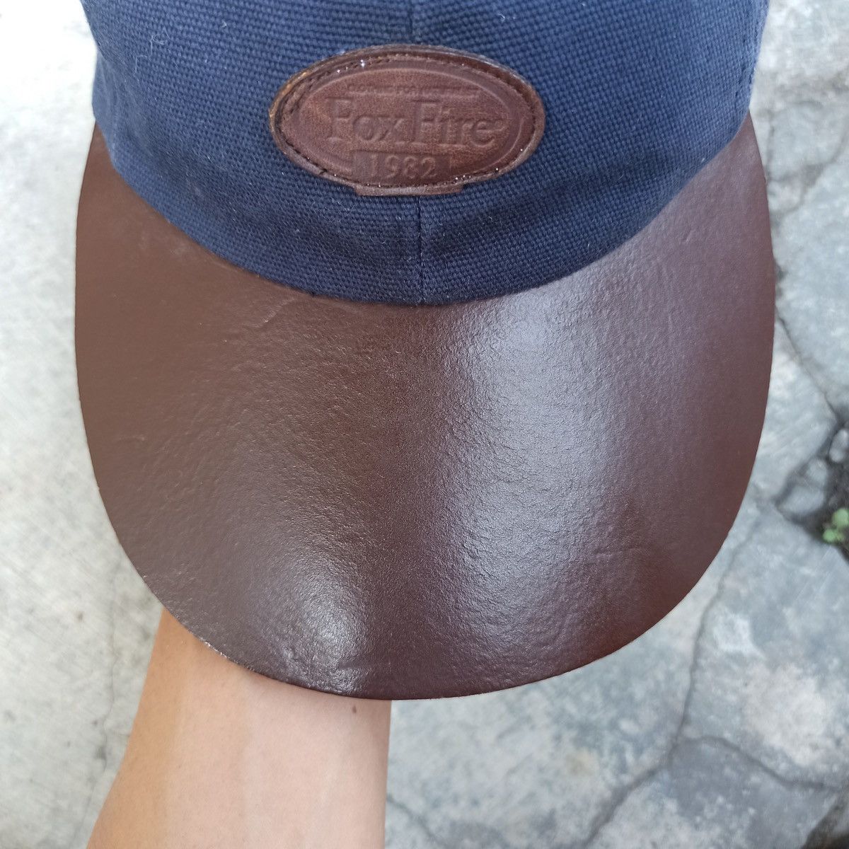 Leather × Vintage Fox fire hat with bold leather visor Size ONE SIZE - 14 Thumbnail