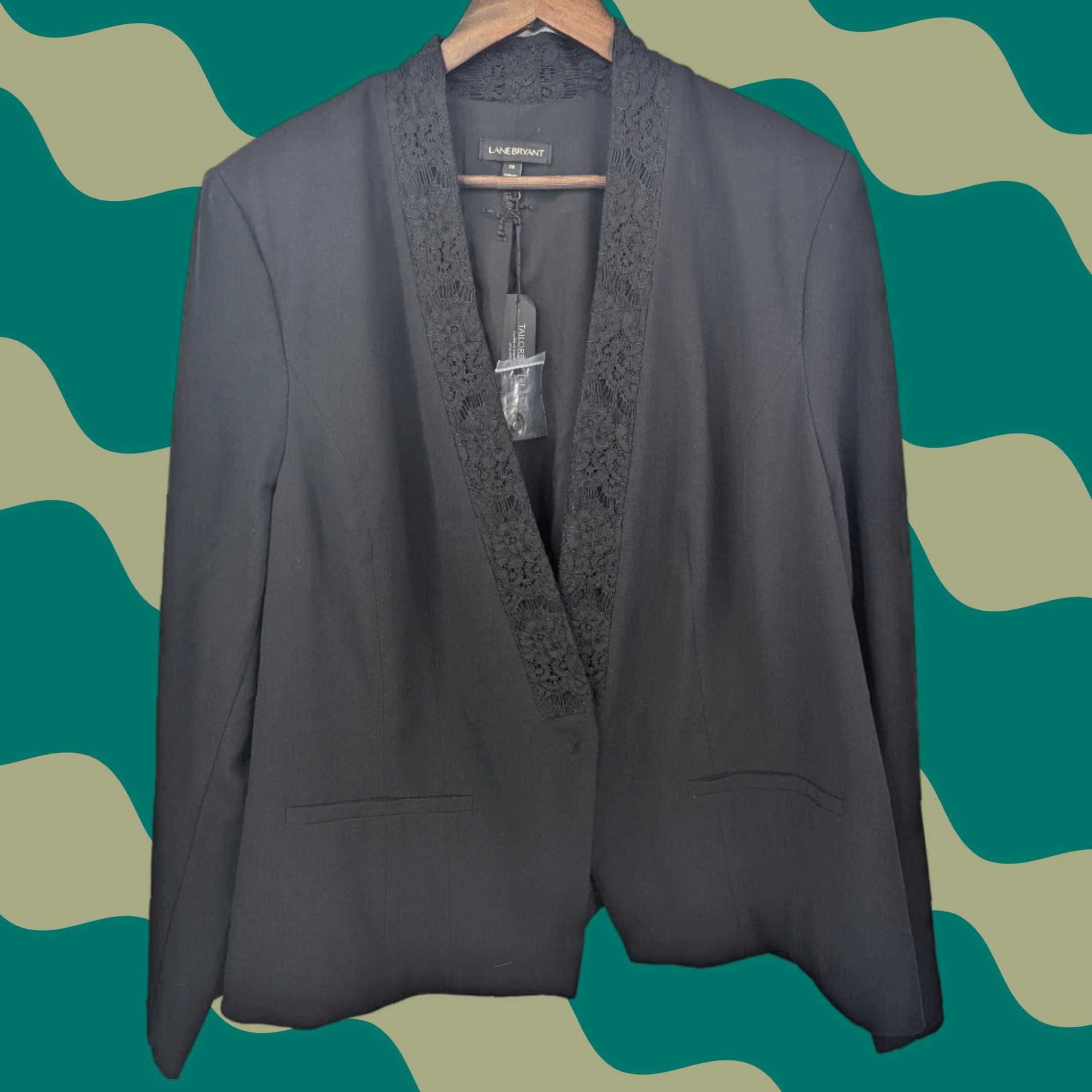 Vintage NWT Lane Bryant Blazer Shirt Lace Lined Womens Sz 28 Black Jacket Suit Blazer Mens? Size 4XL / US 24-26 - 1 Thumbnail