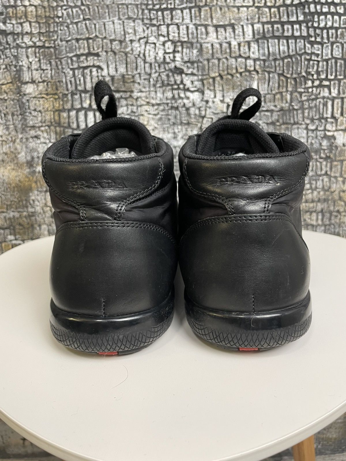 Prada Prada Shoes Black High Top Sneakers Leather Shoes Size US 9 / EU 42 - 9 Thumbnail