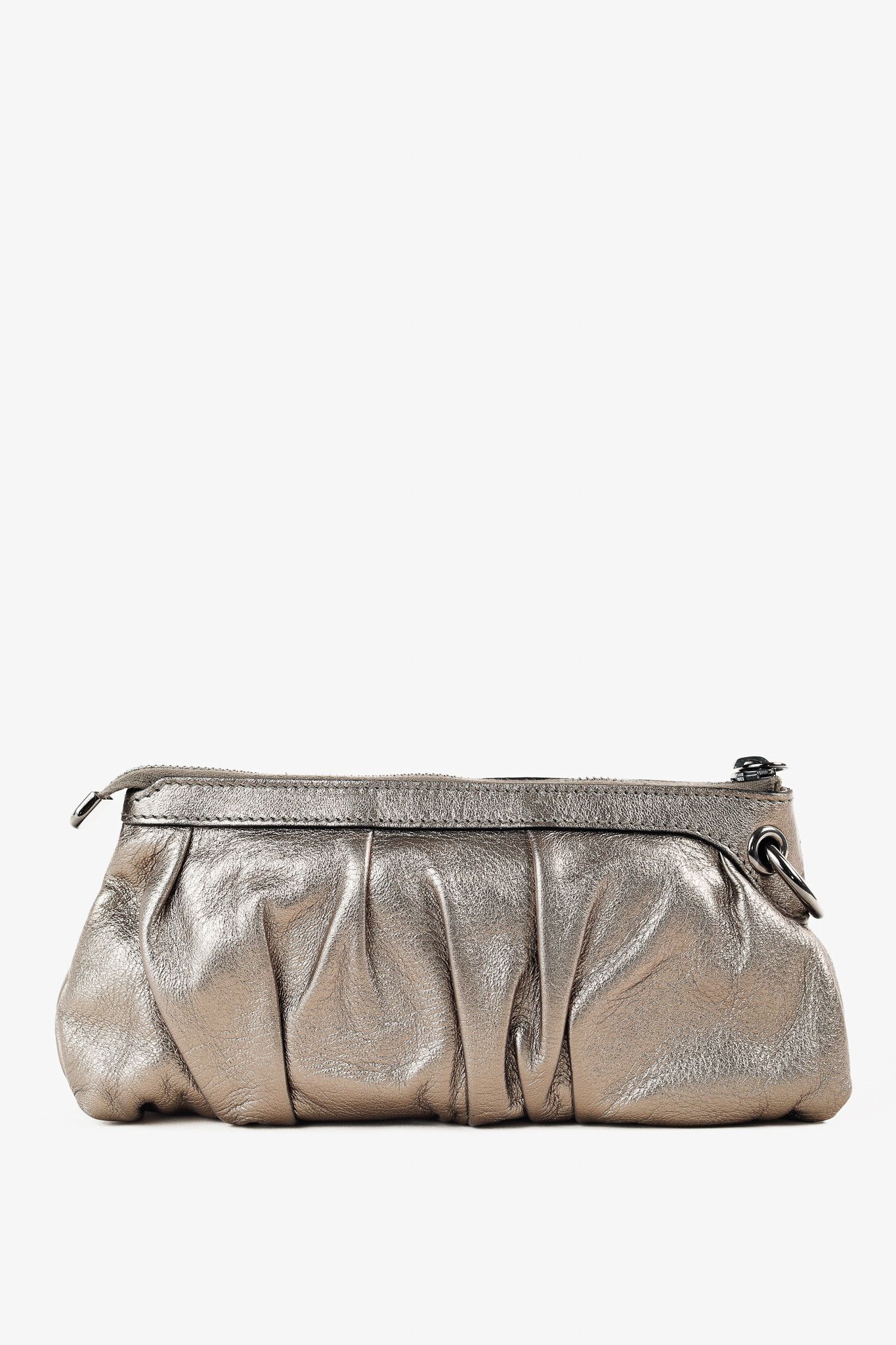 Gucci Gucci Bronze Metallic Bamboo Twin-Tassel Leather Clutch Size ONE SIZE - 4 Thumbnail