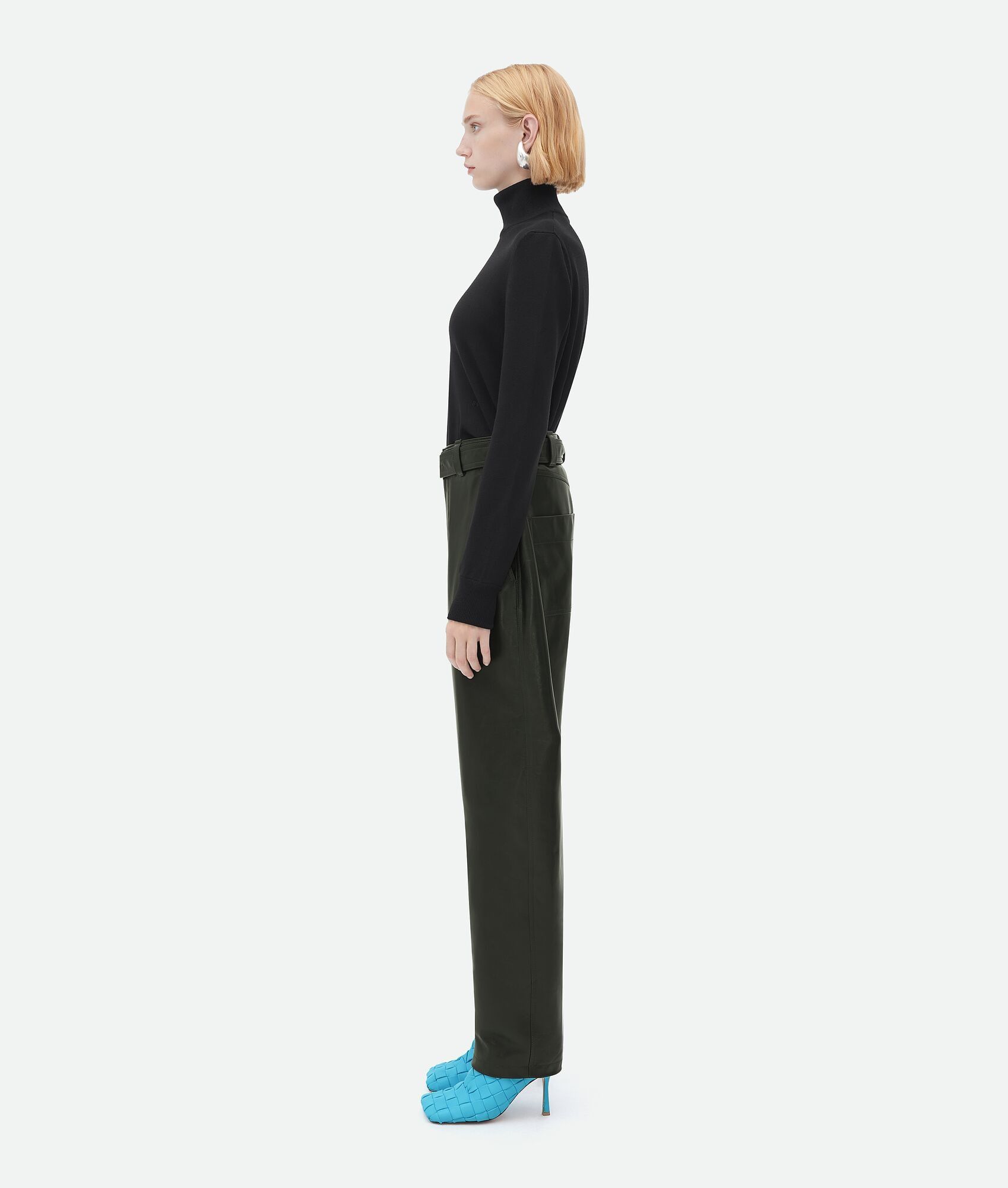 Bottega Veneta o1n1vont0325 Natural Calf Trouser in Dark Green Size 27" / US 4 / IT 40 - 2 Thumbnail