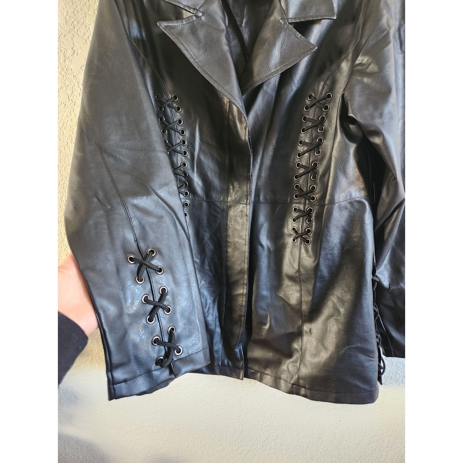 Other Beware Women's Faux Leather Lace-Up Long Jacket-XL Size XL / US 12-14 / IT 48-50 - 6 Thumbnail