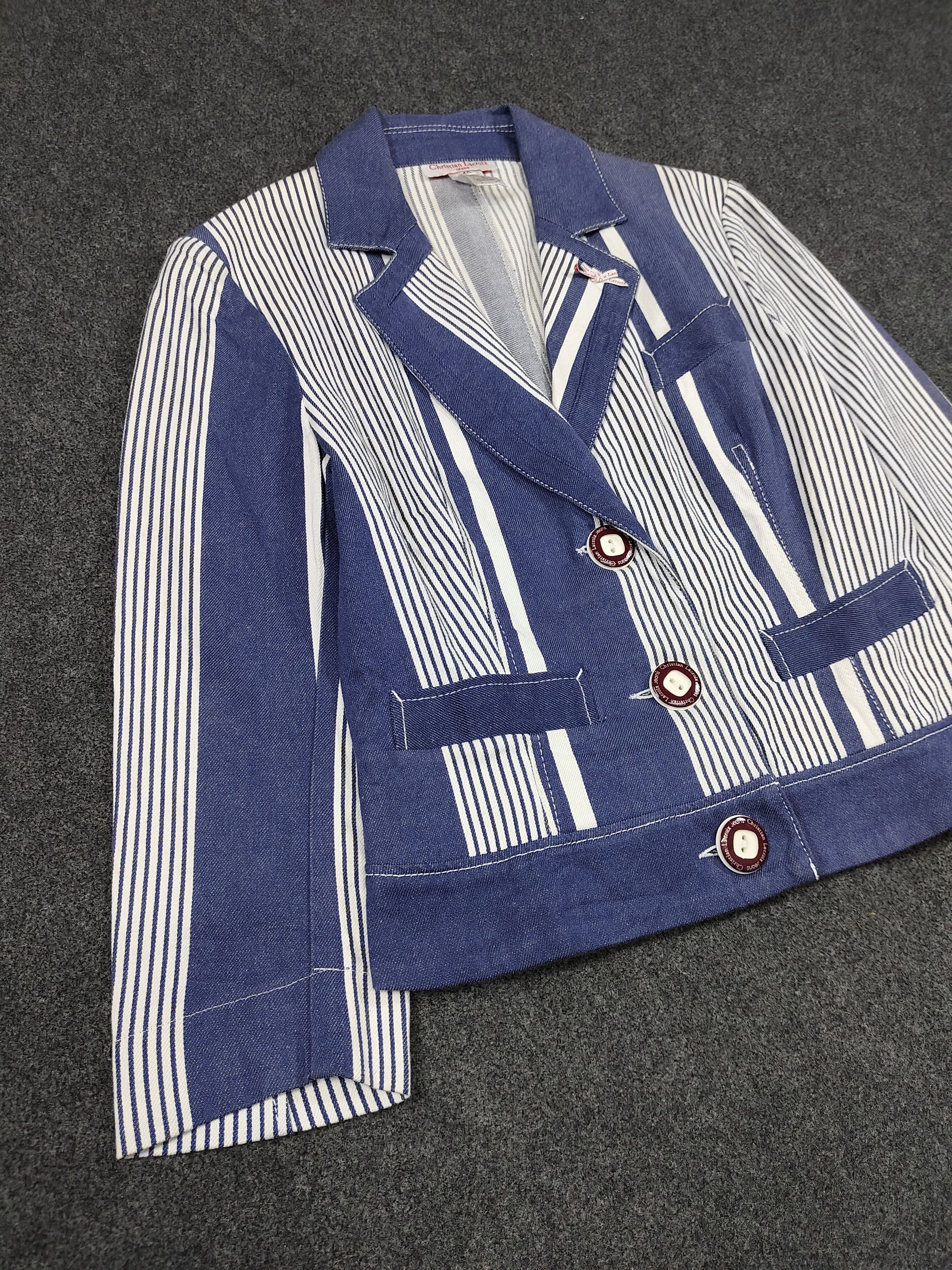 Christian Lacroix 00s Christian Lacroix Jeans Y2K Archive Striped Denim Blazer Size M / US 6-8 / IT 42-44 - 7 Thumbnail