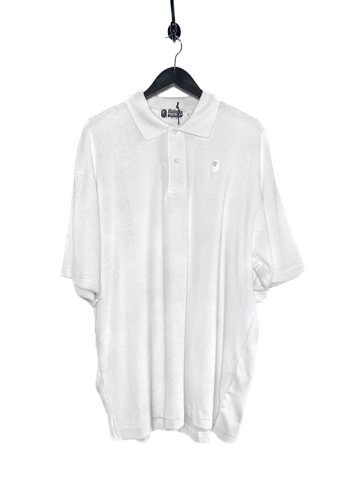 Bape Bape White Toweling Embroidered Polo Shirt Size US XL / EU 56 / 4 - 1 Thumbnail