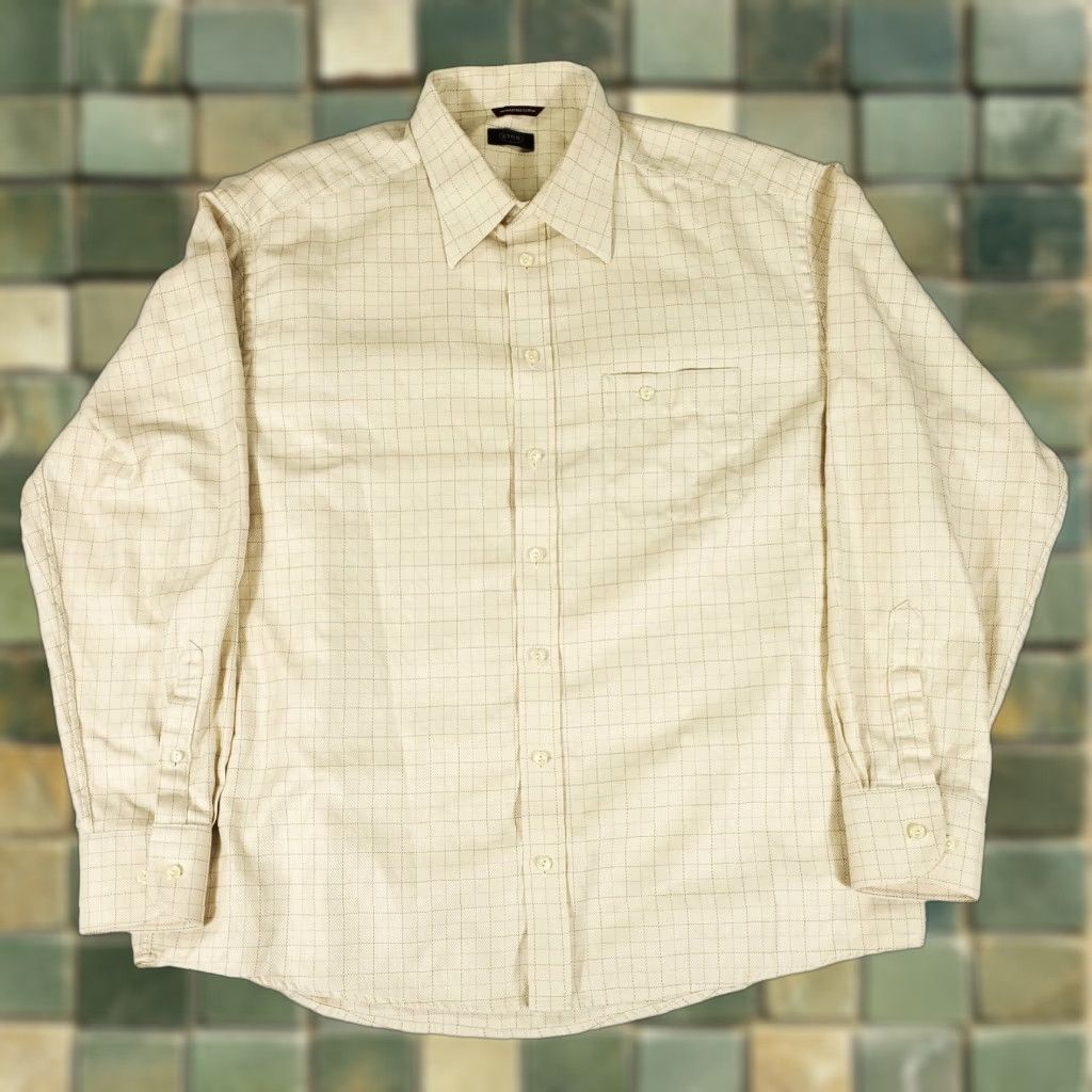 Eton ETON Button-Down Shirt Mens XXL Beige Yellow Black Check Overstitch Long Sleeve Regular Collar Shirt Size US XXL / EU 58 / 5 - 1 Thumbnail
