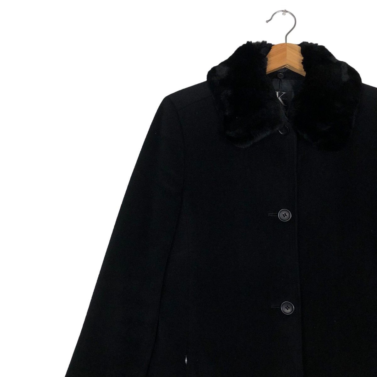 Calvin Klein 🔥Rich Black - Long Jacket Double Collar Fur Calvin Klein Size M / US 6-8 / IT 42-44 - 8 Thumbnail