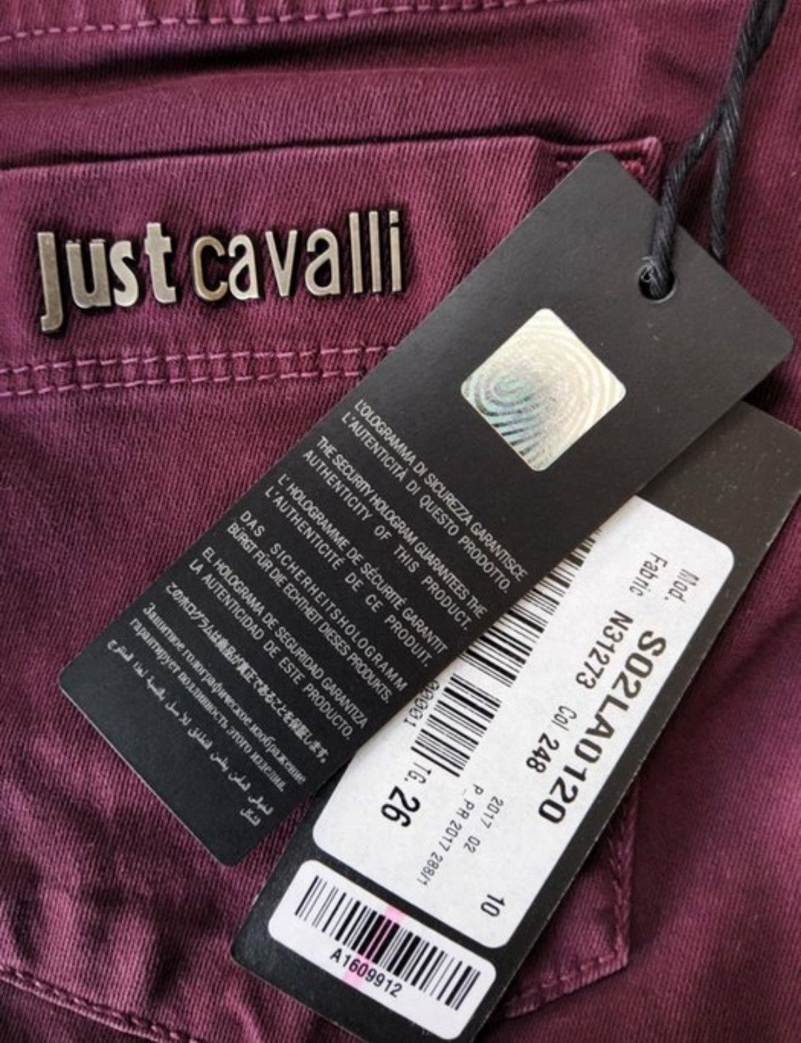 Just Cavalli Burgundy Skinny Jeans – New with Tags | Size 26 Size 26" / US 2 / IT 38 - 7 Thumbnail