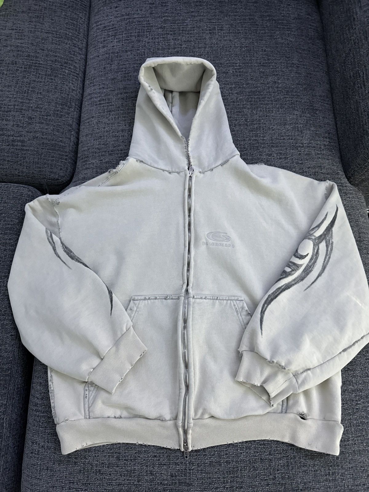 Balenciaga Balenciaga 2024 Y2K Sharpie Tattoo Tribal Crop Zip up