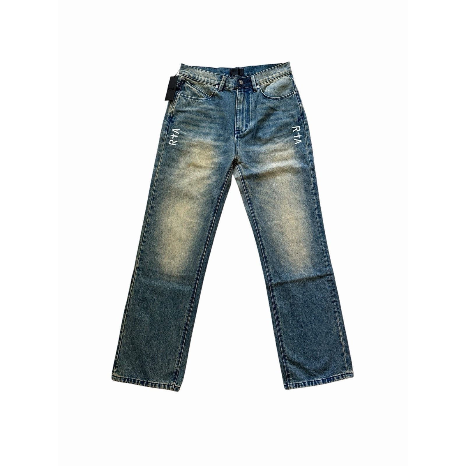 Rta RtA Mens Denis Faded Wash Straight Jeans Blue Size 32/32 Size US 32 / EU 48 - 1 Thumbnail