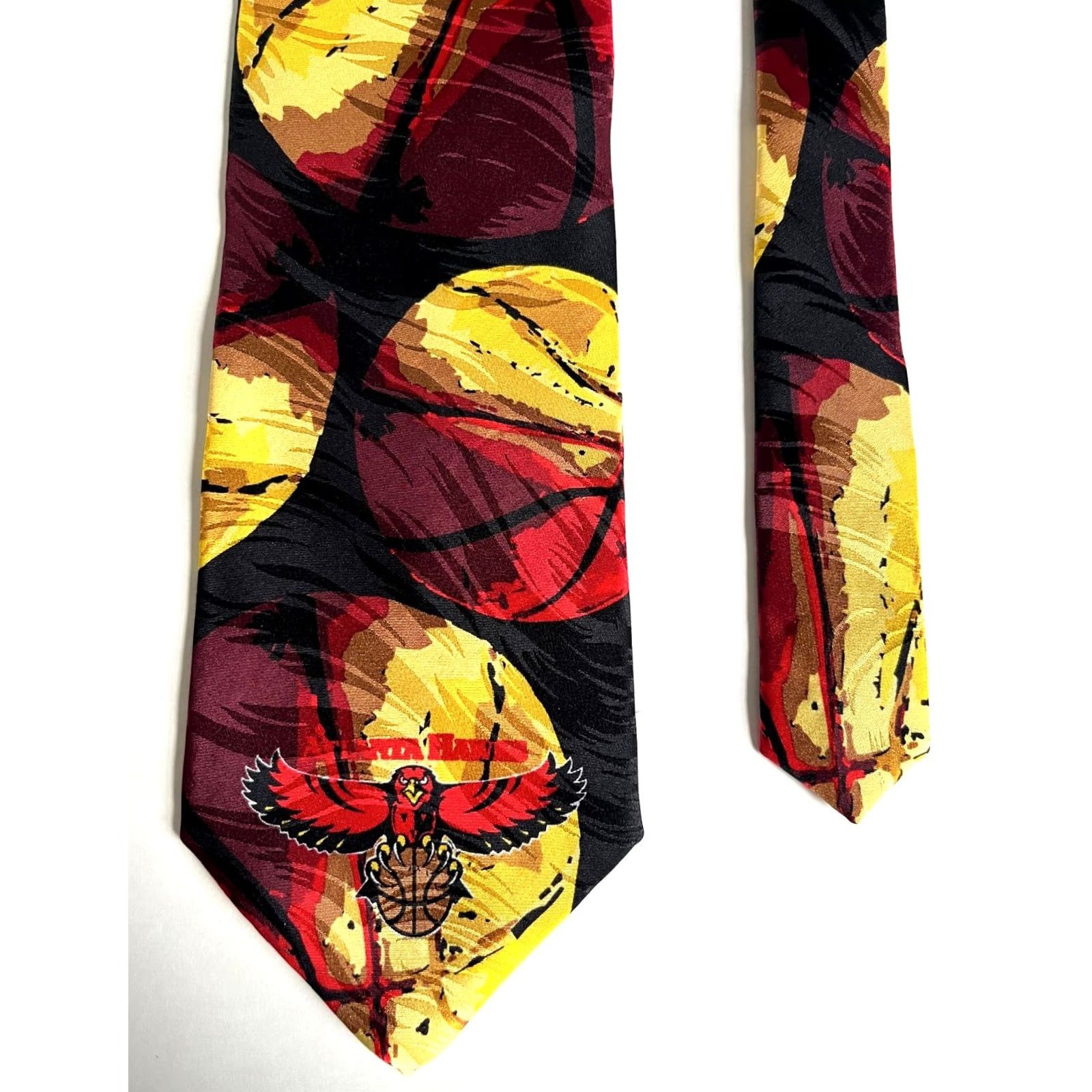 NBA NOS Vintage 90s NBA Atlanta Hawks Silk Tie RM Sport Ralph Marlin Made in USA Size ONE SIZE - 6 Thumbnail