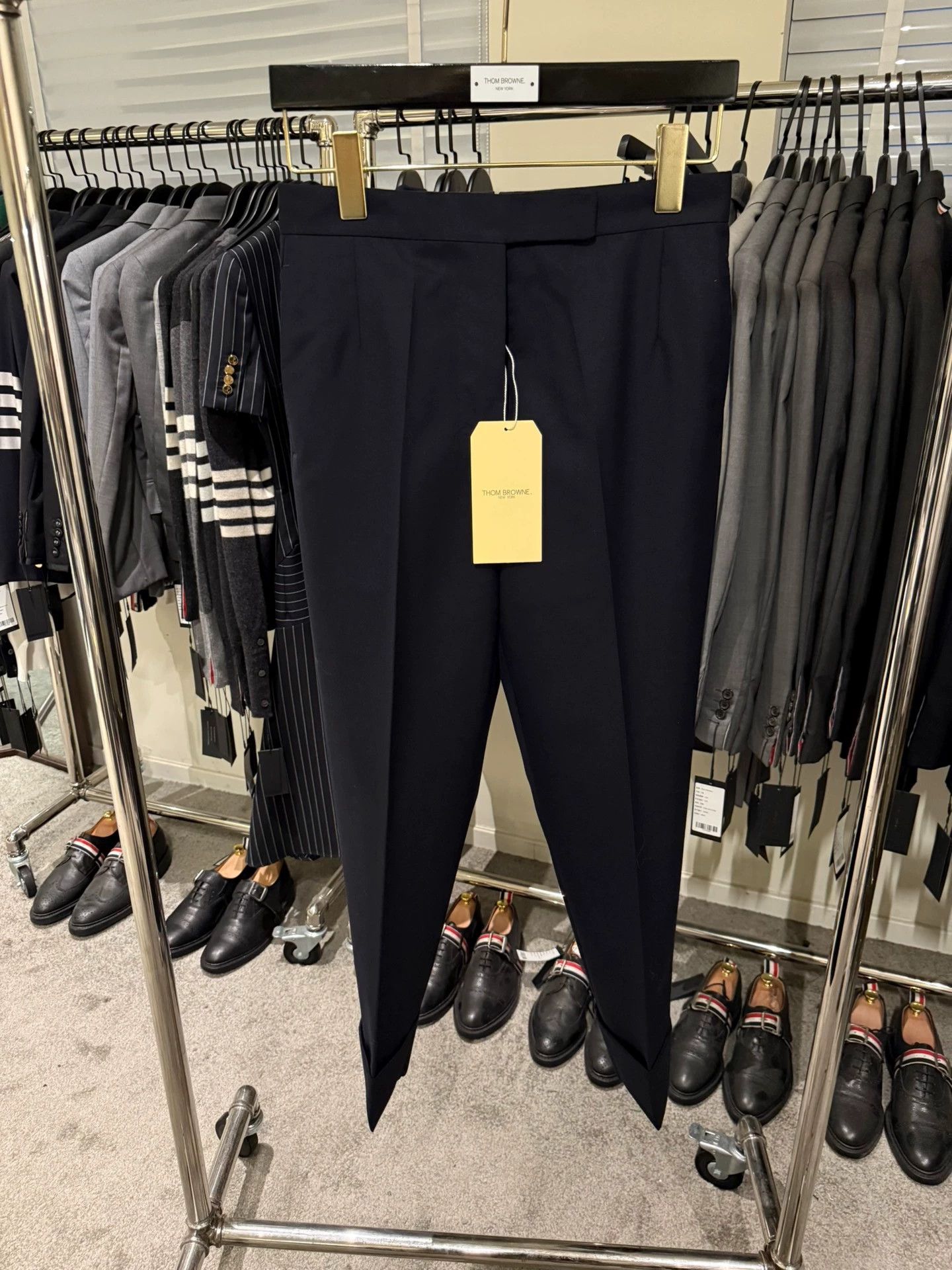 Thom Browne Thom Browne Women's Navy Gold Button Wool Trousers 38 Size 26" / US 2 / IT 38 - 1 Thumbnail