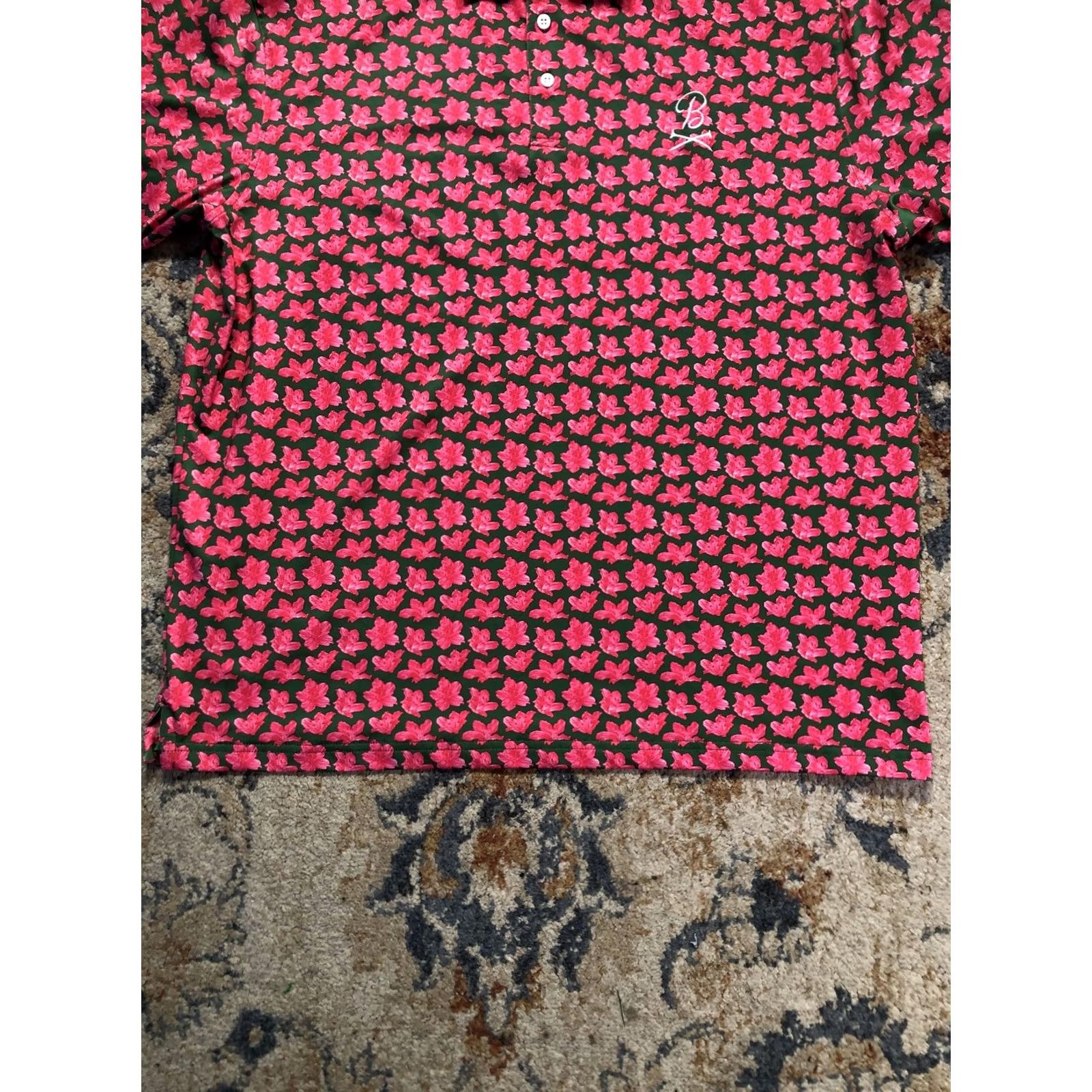 Vintage Barstool Sports Polo Shirt Mens 2XL Pink Floral Short Sleeve Casual Golf Shirt Size US XXL / EU 58 / 5 - 5 Thumbnail