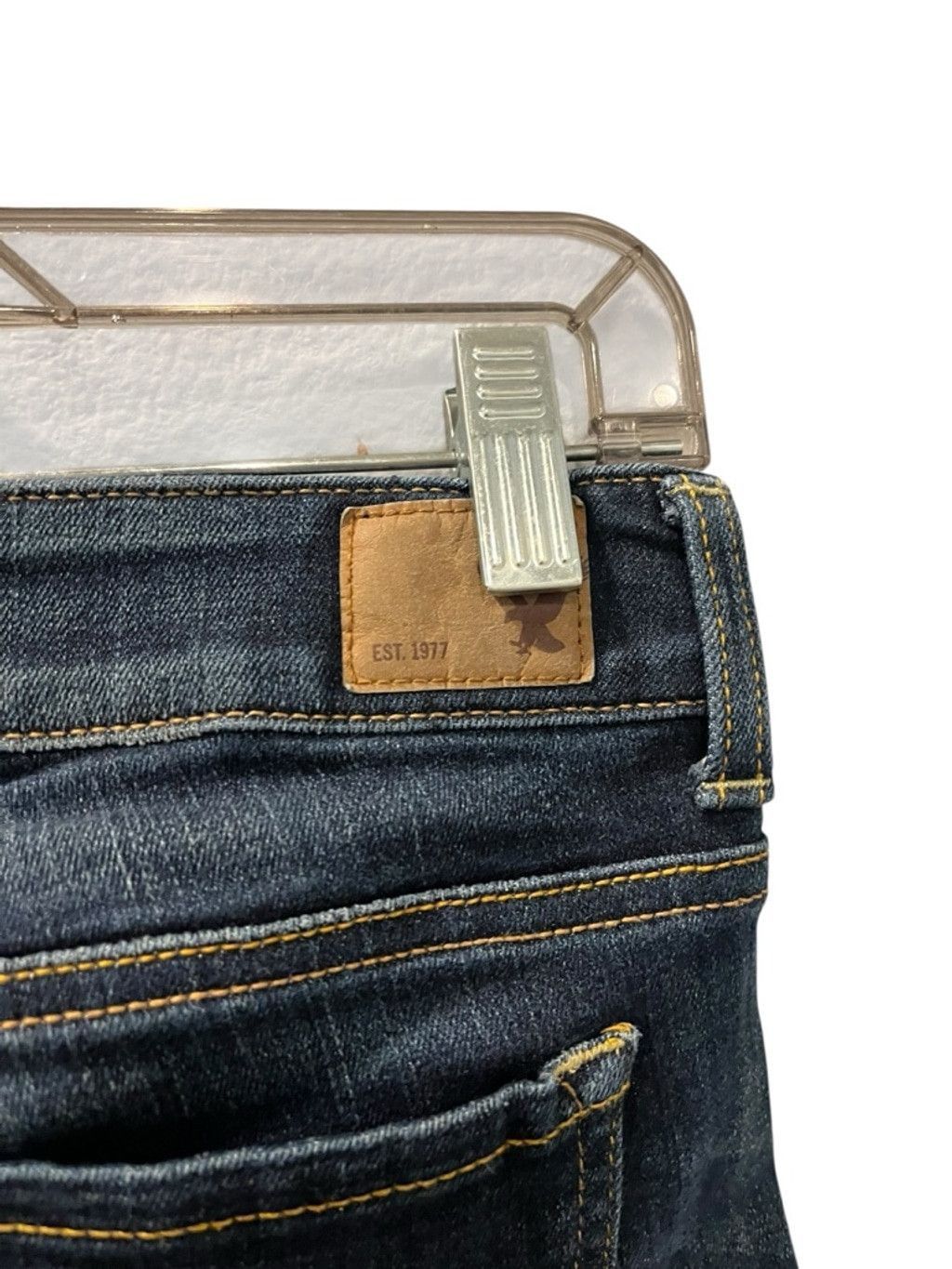 American Eagle Outfitters American Eagle Super Stretch Dark Blue Denim Shorts Size 4 Size 29" - 7 Thumbnail