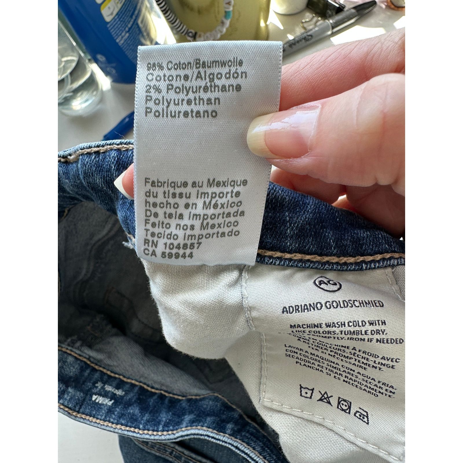 AG Adriano Goldschmied AG Dark Wash Whiskered Prima Cigarette Leg Jeans 30 Size 30" / US 8 / IT 44 - 10 Thumbnail
