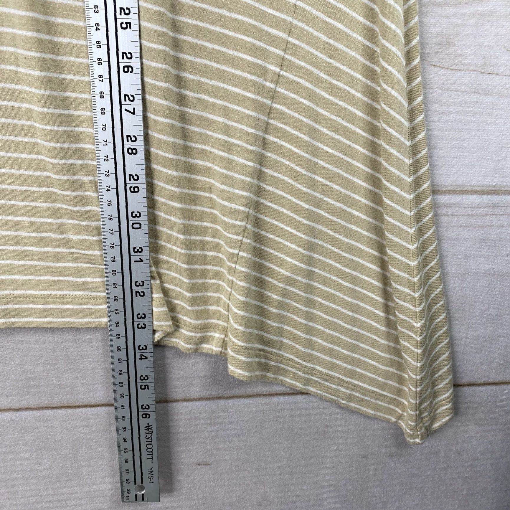 Vintage VINTAGE J Jill Midi Skirt XL Beige White Stripe Elastic Waist Pull On Stretch Asymmetric Size 40" / US 18 - 5 Thumbnail