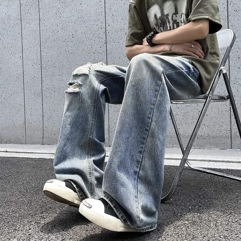 Japanese Brand Retro loose straight leg wide leg jeans Size US 32 / EU 48 - 3 Thumbnail
