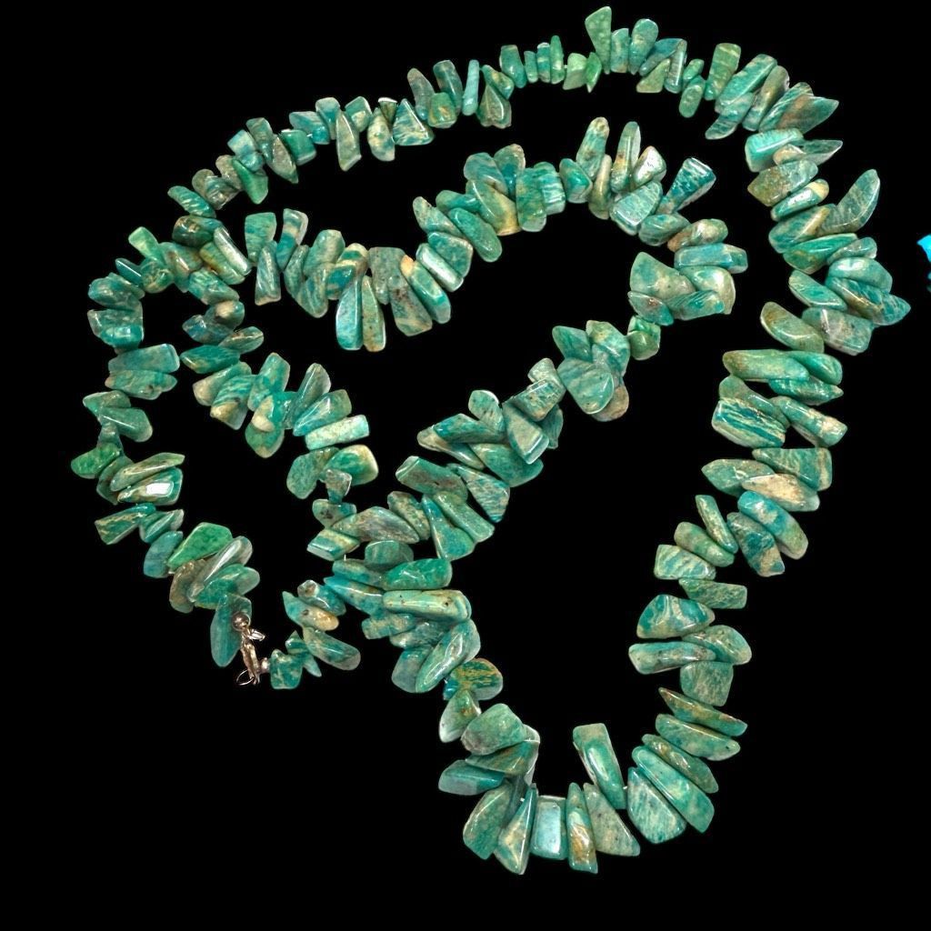 Vintage AMAZONITE Vintage Gemstone Long Green Blue Genuine Stone Nec Size ONE SIZE - 7 Thumbnail