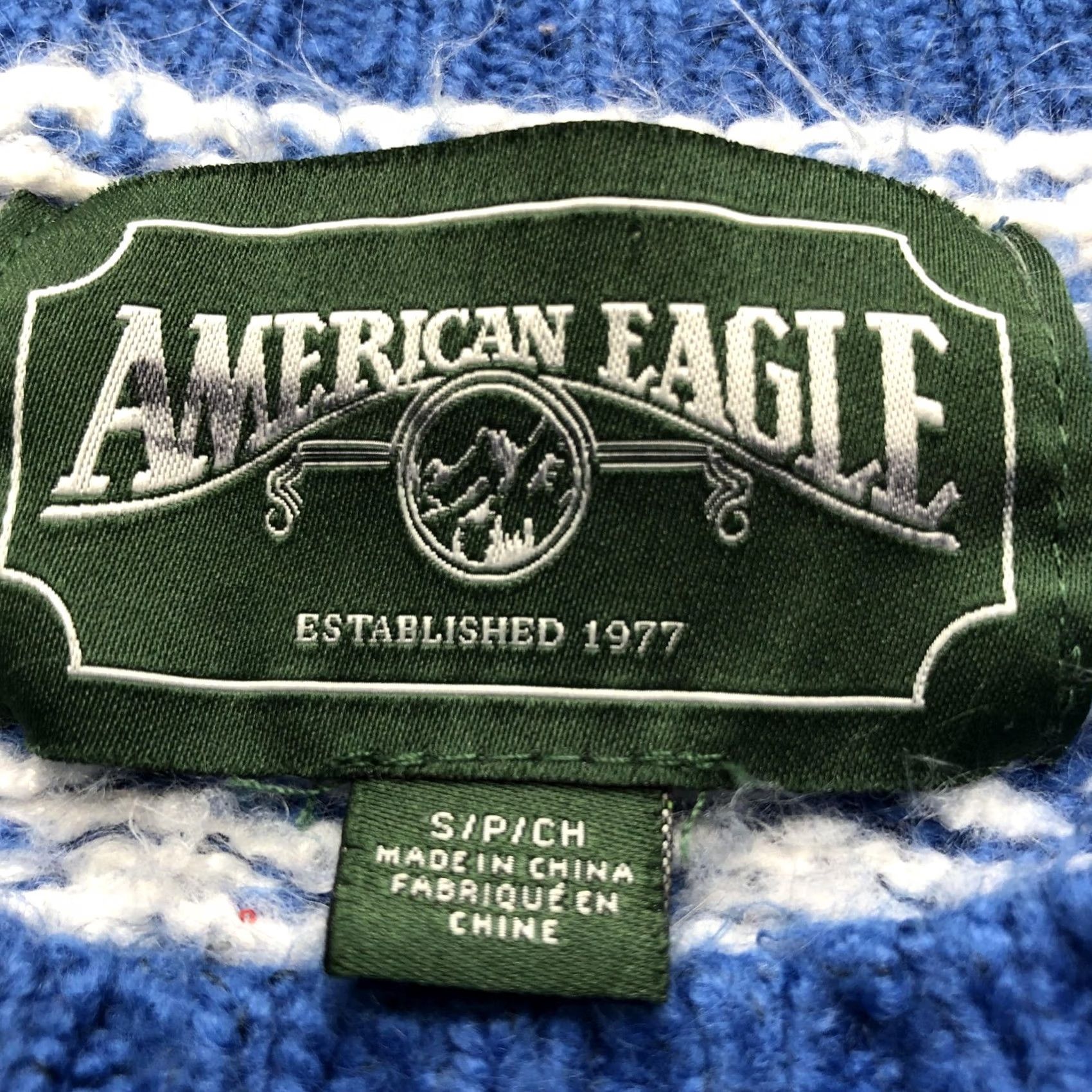 Vintage American Eagle Womens Small Blue Fair Isle Knit Crewneck Pullover Cozy Size S / US 4 / IT 40 - 4 Thumbnail