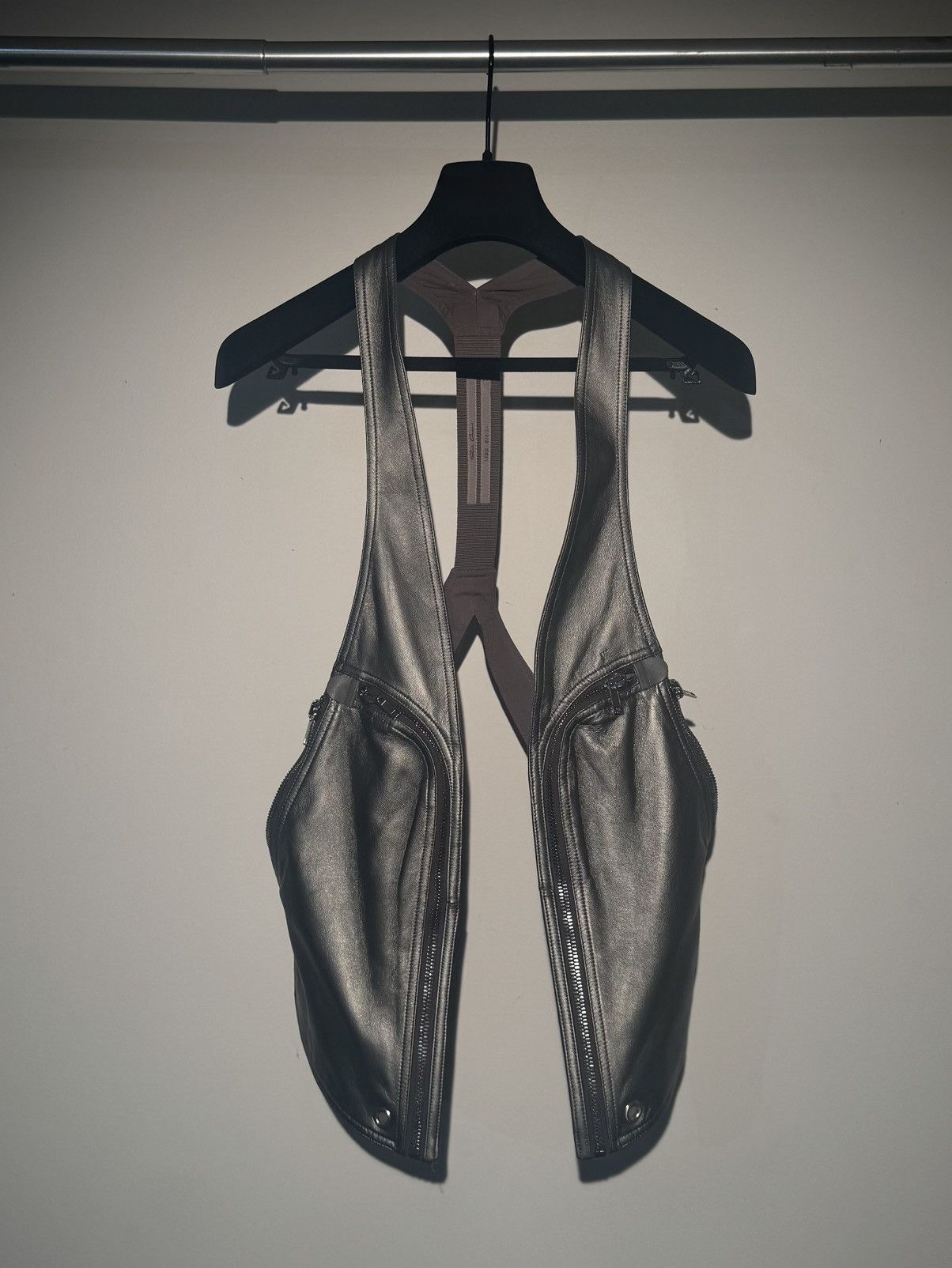 Rick Owens Rick Owens Mainline Bauhaus Leather Vest – Gunmetal Size US M / EU 48-50 / 2 - 4 Thumbnail