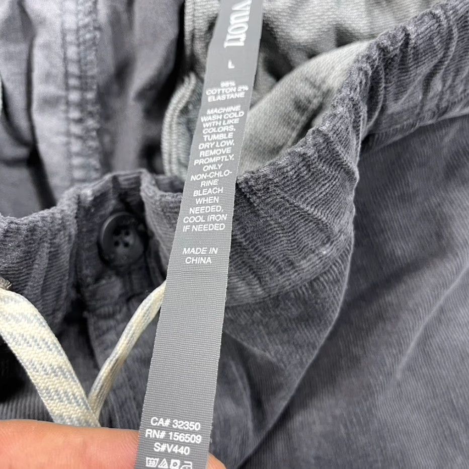 Vuori Vuori Pants Mens Large Gray Optimist Corduroy Cotton Blend Drawstring Hike V440 Size US 33 - 5 Thumbnail