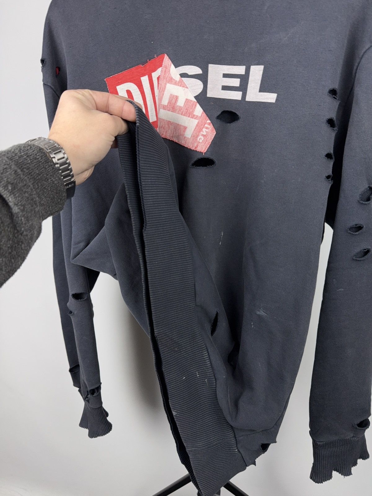 Diesel Diesel Big Logo Distressed Logo Destroyed Grunge Sweatshirt Size US M / EU 48-50 / 2 - 11 Thumbnail