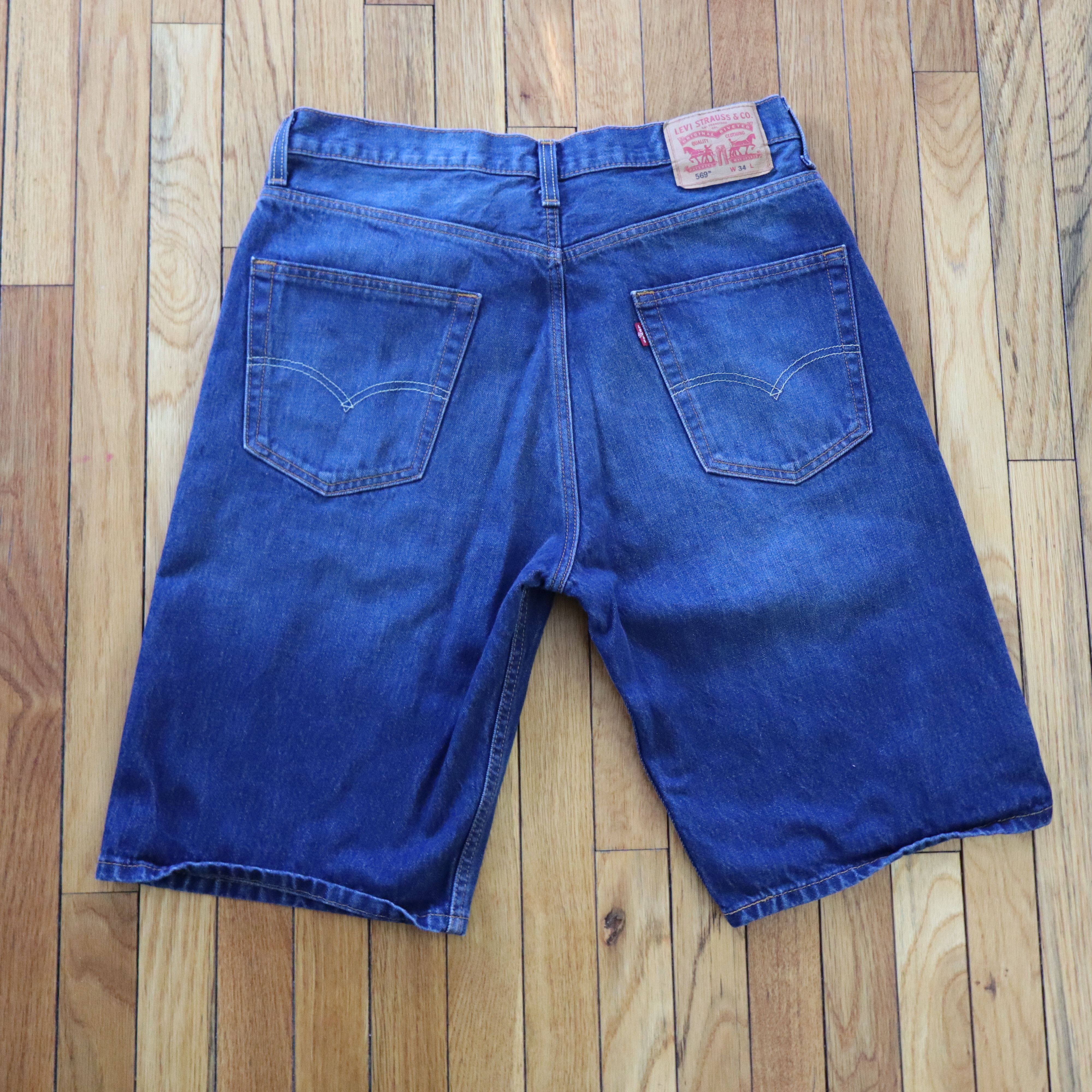 Carhartt × Dickies × Levi's Vintage Levis 569 Wide Leg Baggy Skater Denim Shorts Jorts Size US 34 / EU 50 - 5 Thumbnail