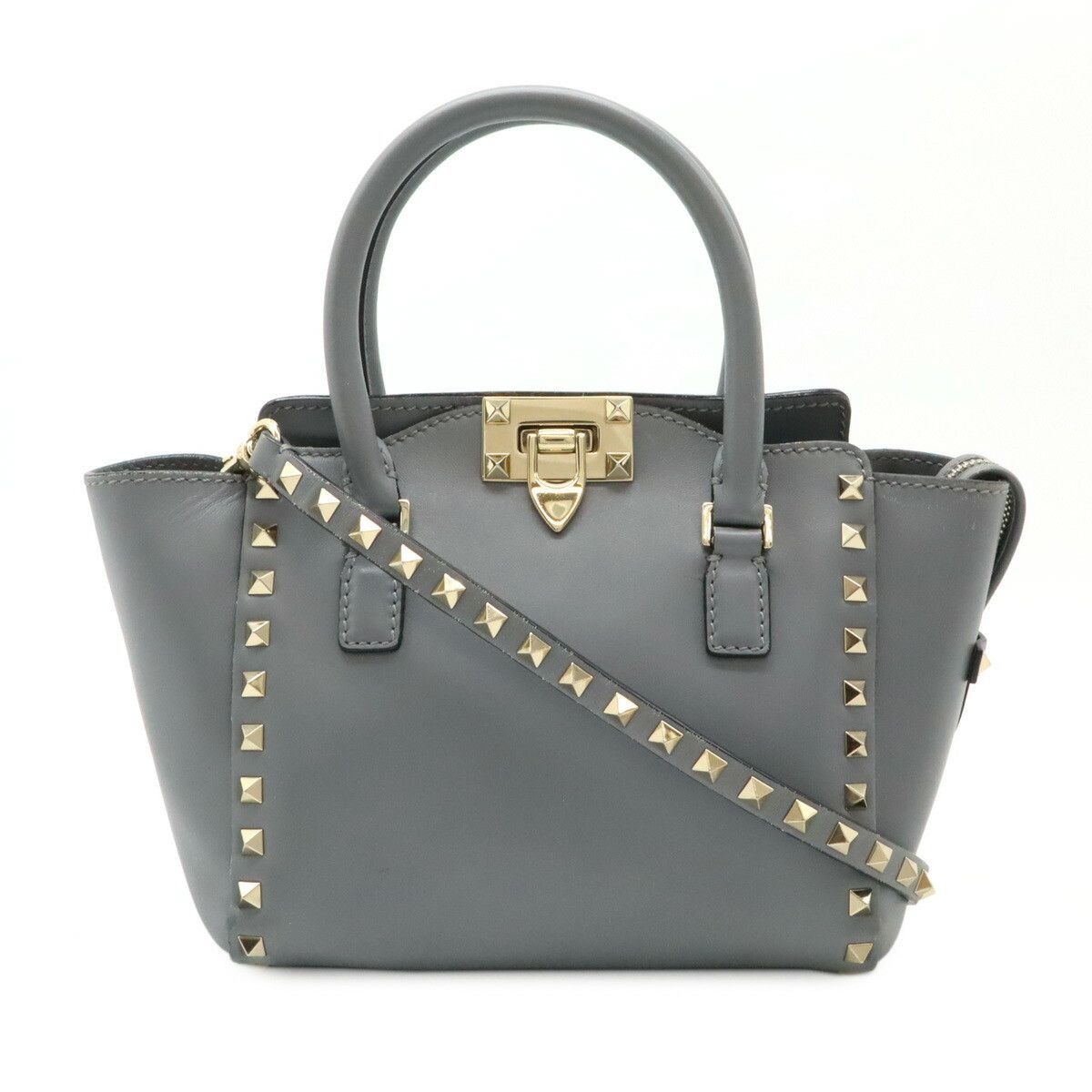 Valentino Valentino Garavani Rockstud 2Way Bag Leather Leather Shoulder Bag in Grey, Women's