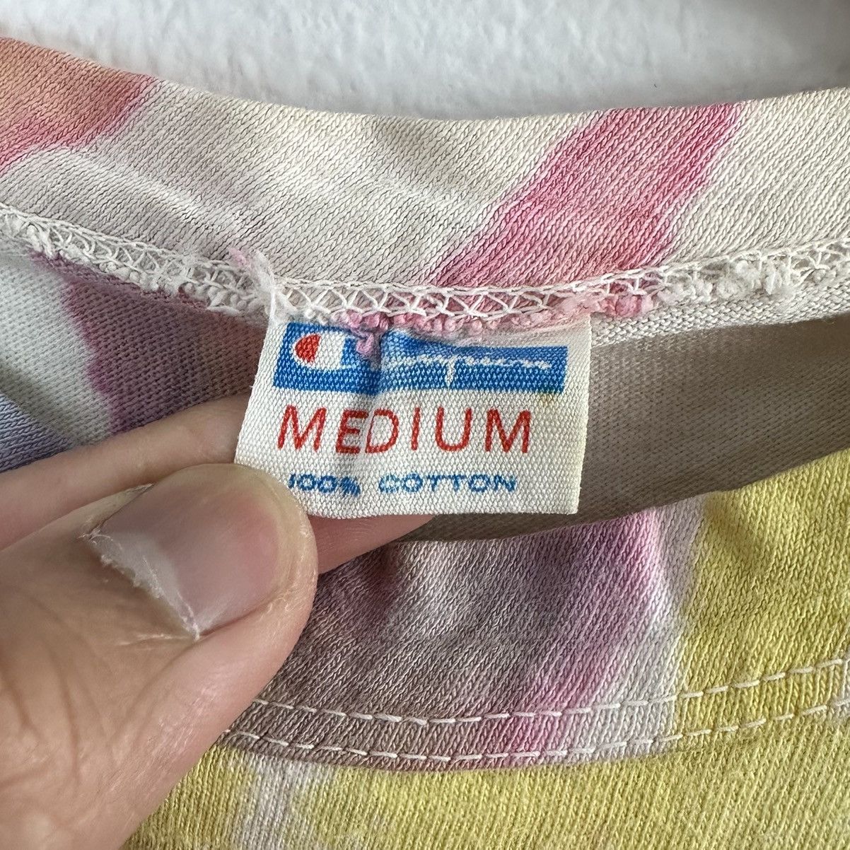 Champion × Vintage Vintage 1970s Champion Blue Bar T Shirt M YMCA Camp Tie Dye Size US M / EU 48-50 / 2 - 3 Thumbnail