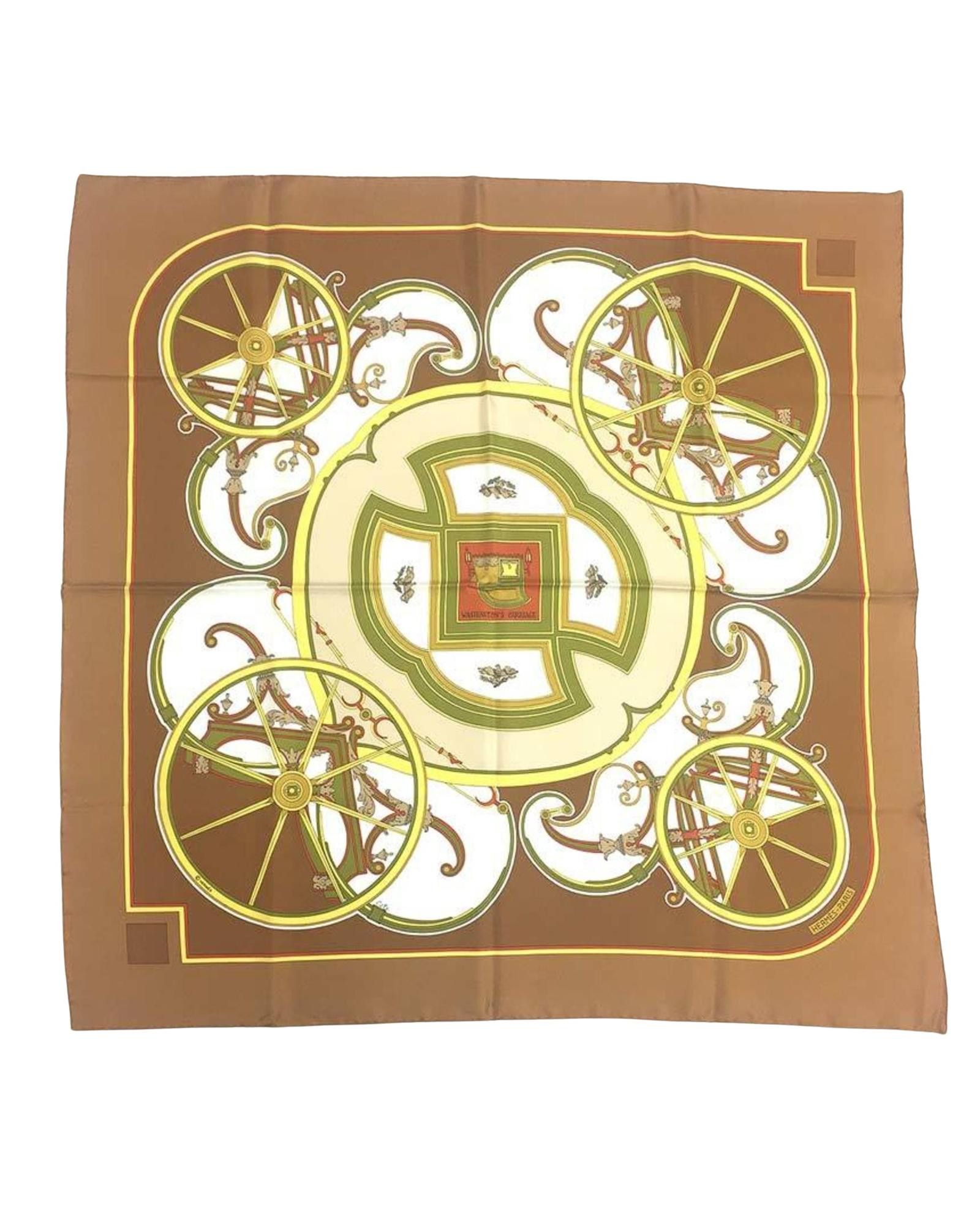 image of Hermes Brown Silk Scarf, Women's