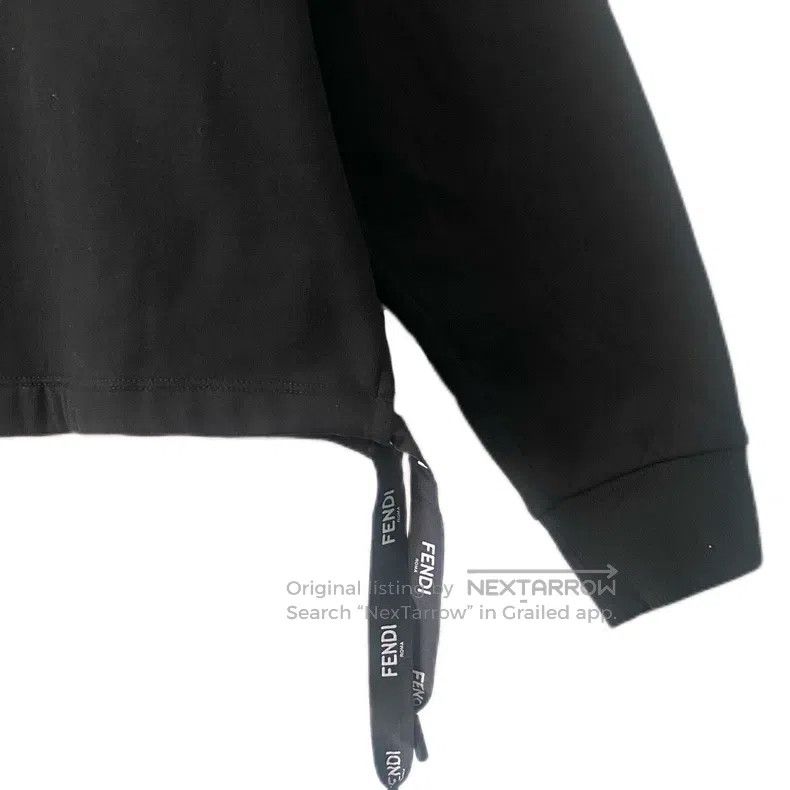 Fendi Fendi Black logo letter embroidered cotton round neck long Size M / US 6-8 / IT 42-44 - 5 Thumbnail