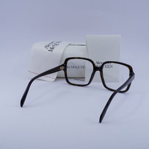 Alexander McQueen Alexander McQueen AM0286O 002 Eyeglasses Havana 55mm Square Size ONE SIZE - 10 Thumbnail