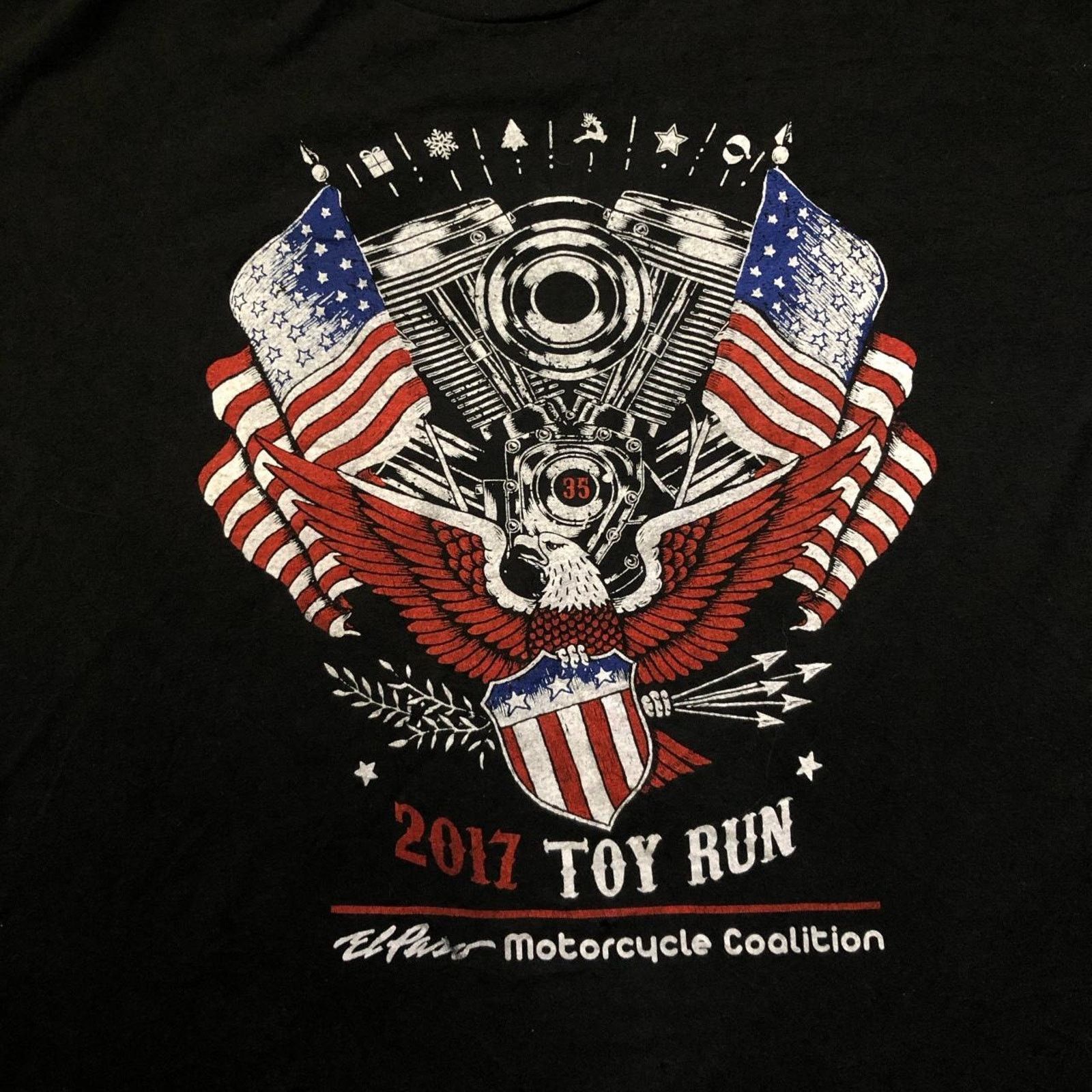 Tultex Men’s Black El Paso Motorcycle Toy Run Graphic Tee Size US XL / EU 56 / 4 - 3 Thumbnail