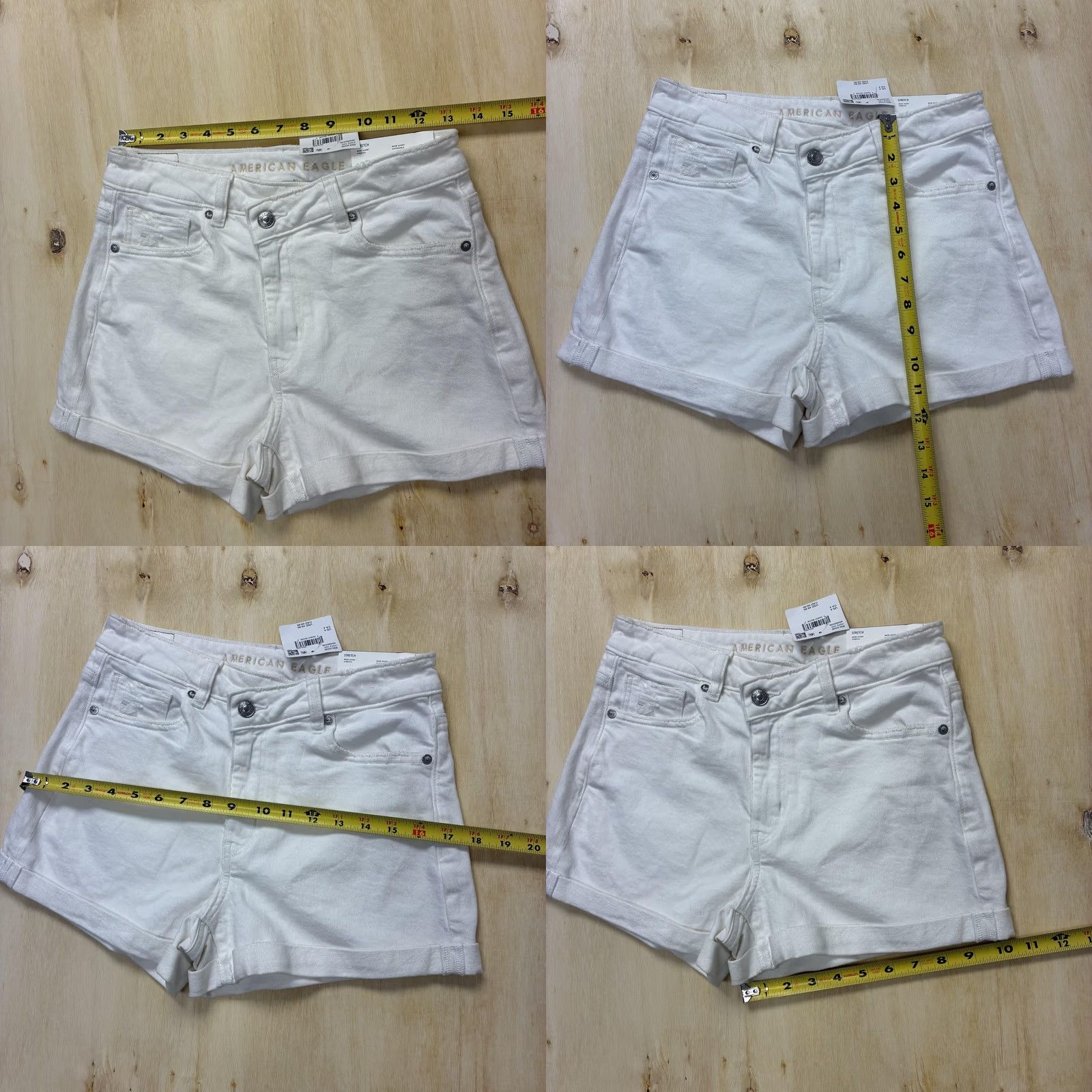 Vintage American Eagle Womens 4 White Mom Cuffed Denim Cotton Stretch Casual Shorts Size 27" / US 4 / IT 40 - 8 Thumbnail