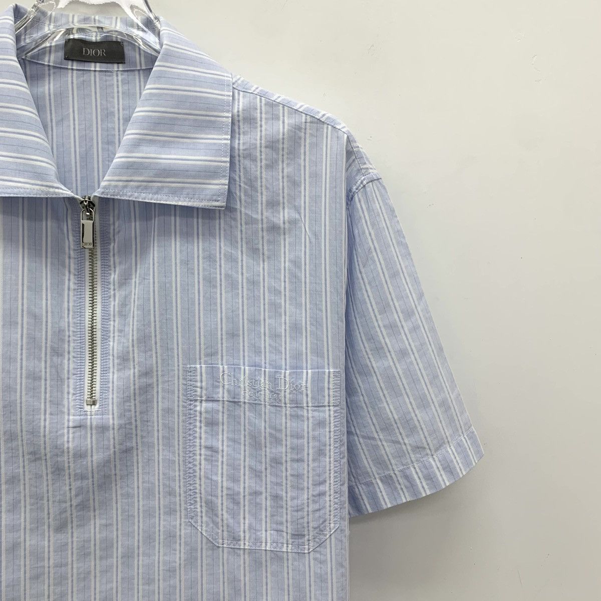 Dior Dior Striped Collared Half-Zip Short Sleeve T-Shirt K26WX Size S / US 4 / IT 40 - 3 Thumbnail