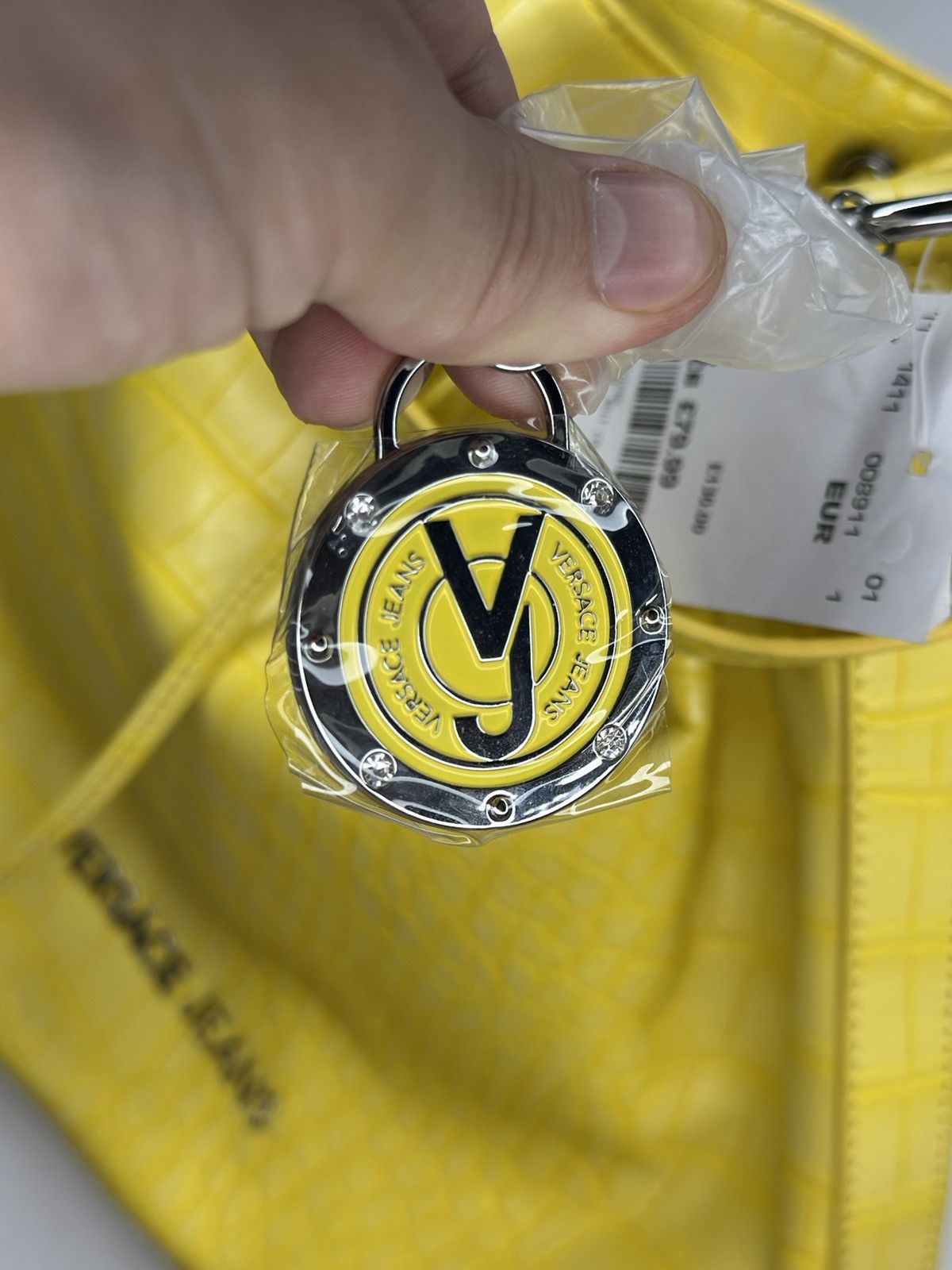 Versace Jeans Couture Versace Jeans Yellow Faux Croc Bucket Bag Size ONE SIZE - 13 Thumbnail