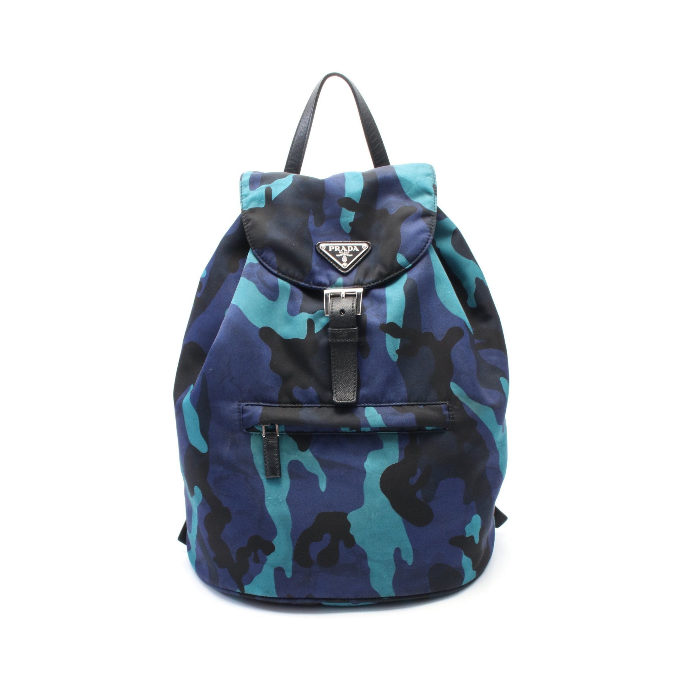 Prada Prada Tessuto Camoufl Backpack Rucksack Camouflage Nylon Leather Blue Navy Black Size ONE SIZE - 1 Thumbnail