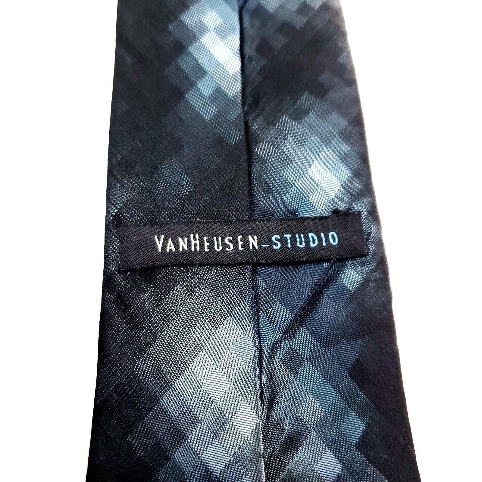 Van Heusen Van Heusen Studio Silk Tie Print Gray Blue Gradient Skinny Size ONE SIZE - 3 Thumbnail