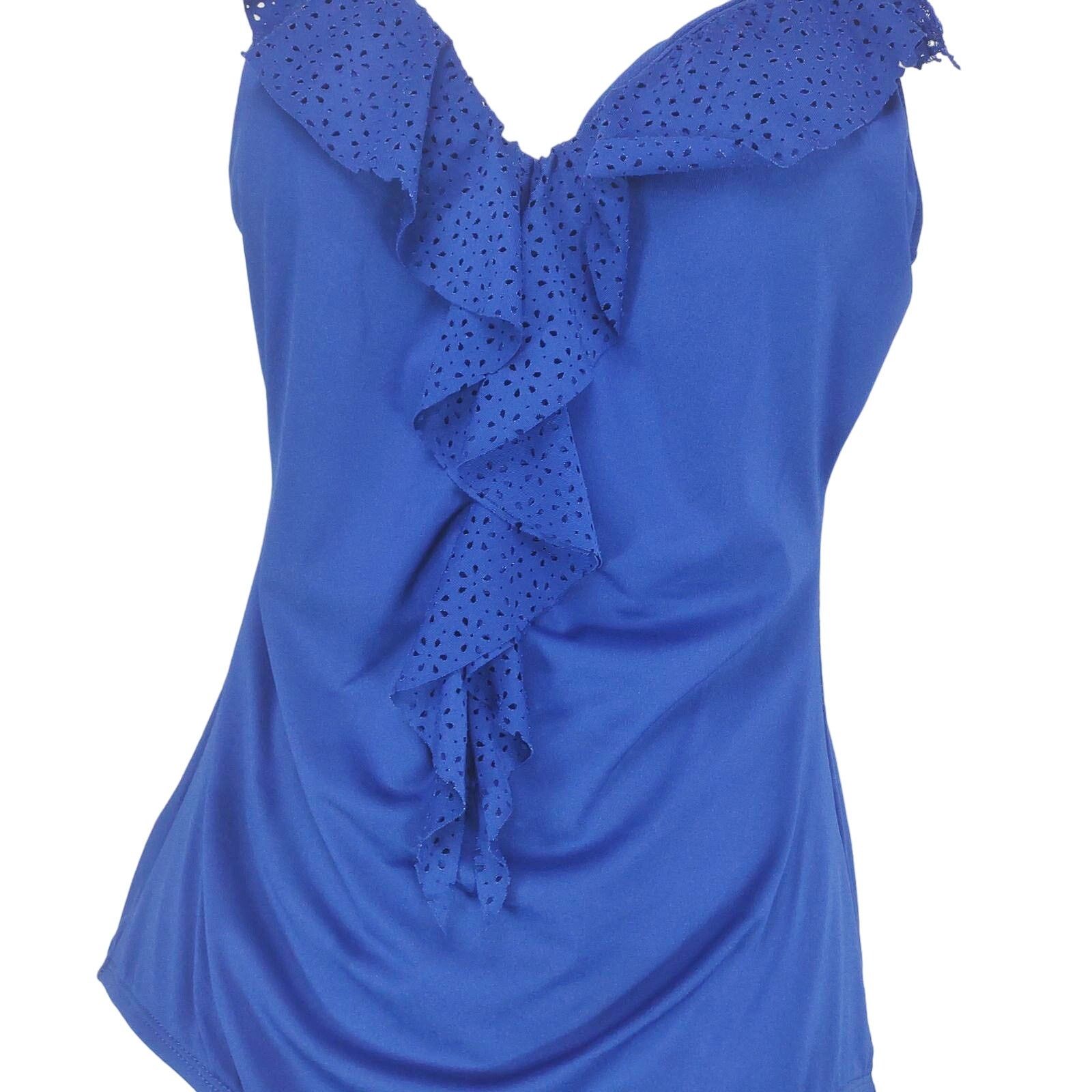 Jantzen Jantzen Women's 6 One-Piece Cobalt Front Ruffles Swimsuit Size S / US 4 / IT 40 - 3 Thumbnail