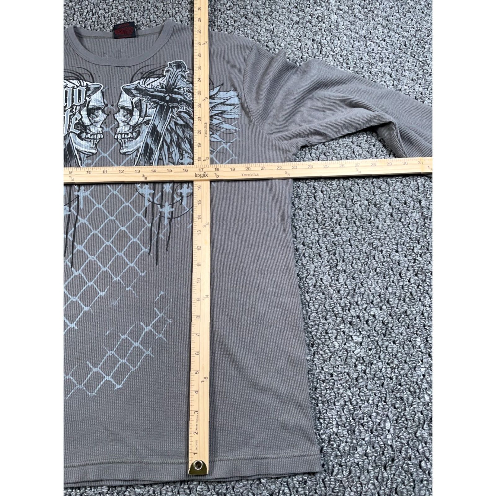 Vintage VINTAGE MMA Elite Skull Wings Thermal Shirt Men's 2XL Gray Long Sleeve Knit Shirt Size US XXL / EU 58 / 5 - 5 Thumbnail