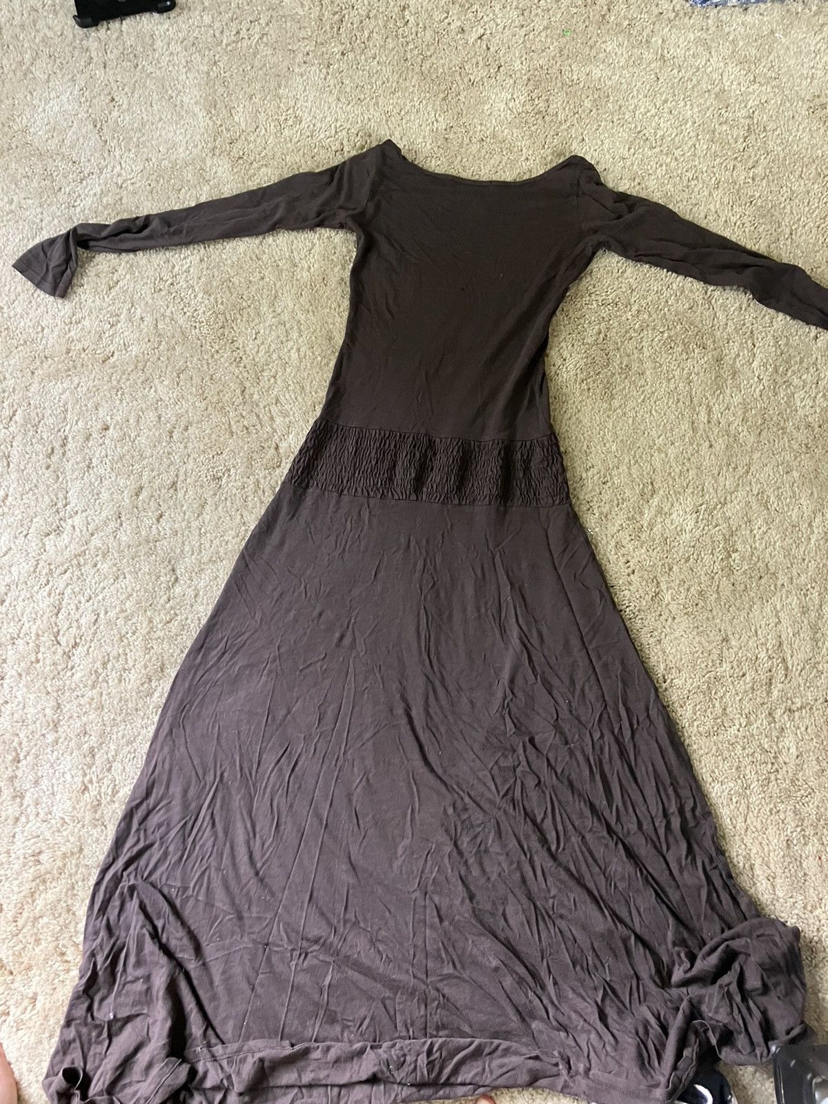 Enza Costa Brown Vintage Long Sleeve Maxi Full Dress