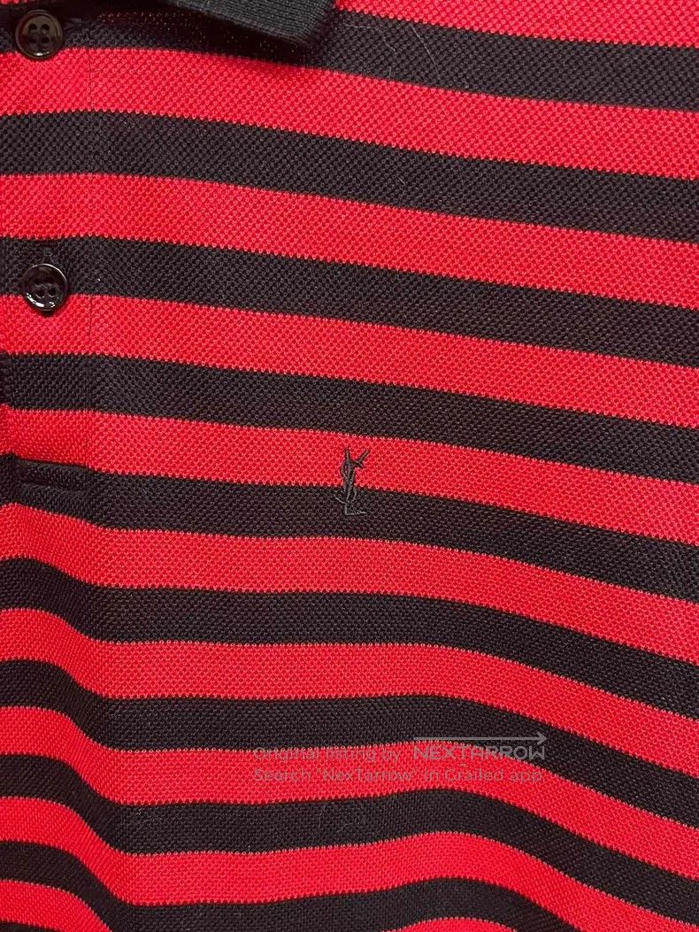 Saint Laurent Paris Saint Laurent Paris Black and Red Striped Short Sleeve Pol Size US L / EU 52-54 / 3 - 3 Thumbnail