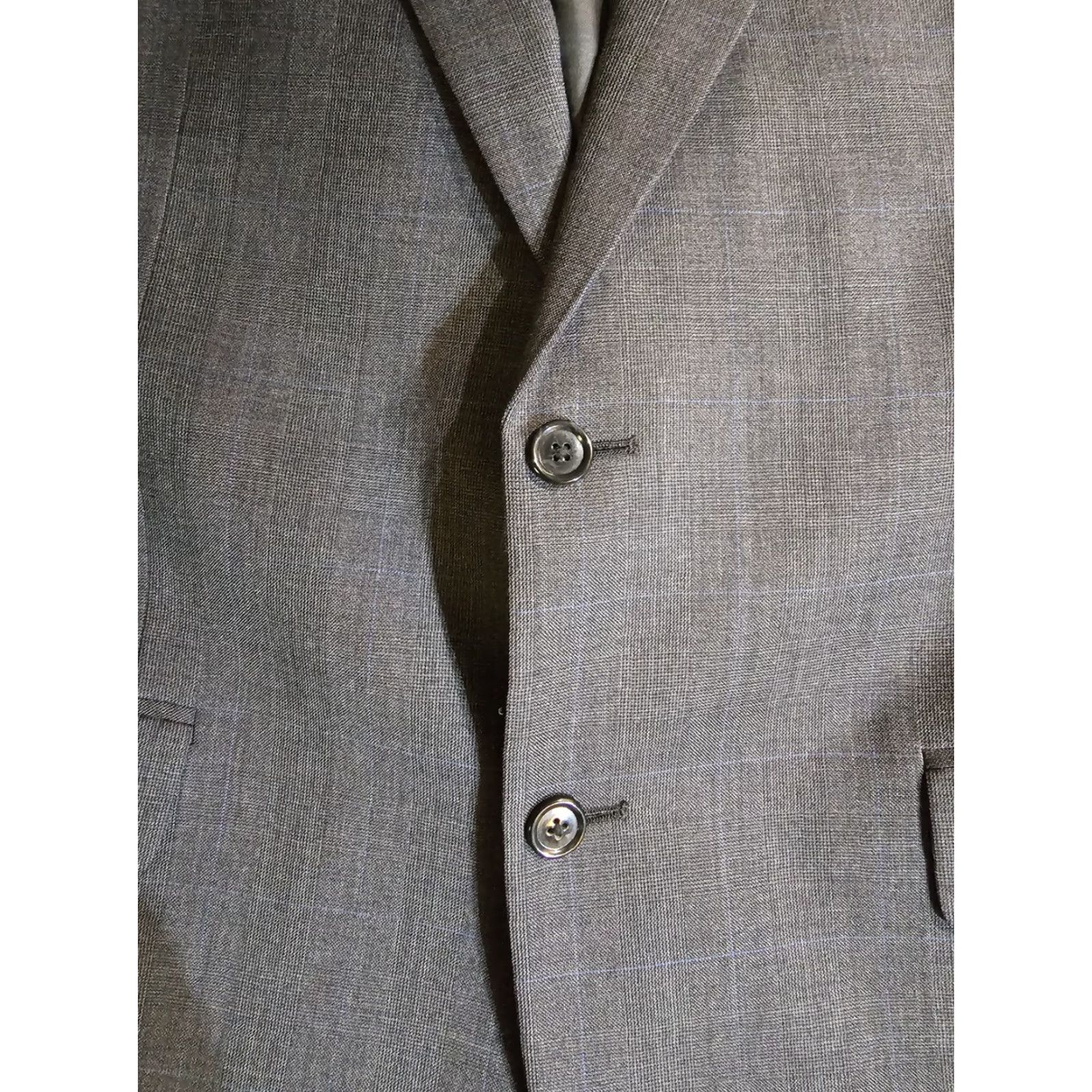 Jos. A. Bank Jos A Bank Signature Collection 2pc Suit 100% Wool Size 43R 32x30 Grey/Blue Pin Mens Size 46R - 6 Thumbnail