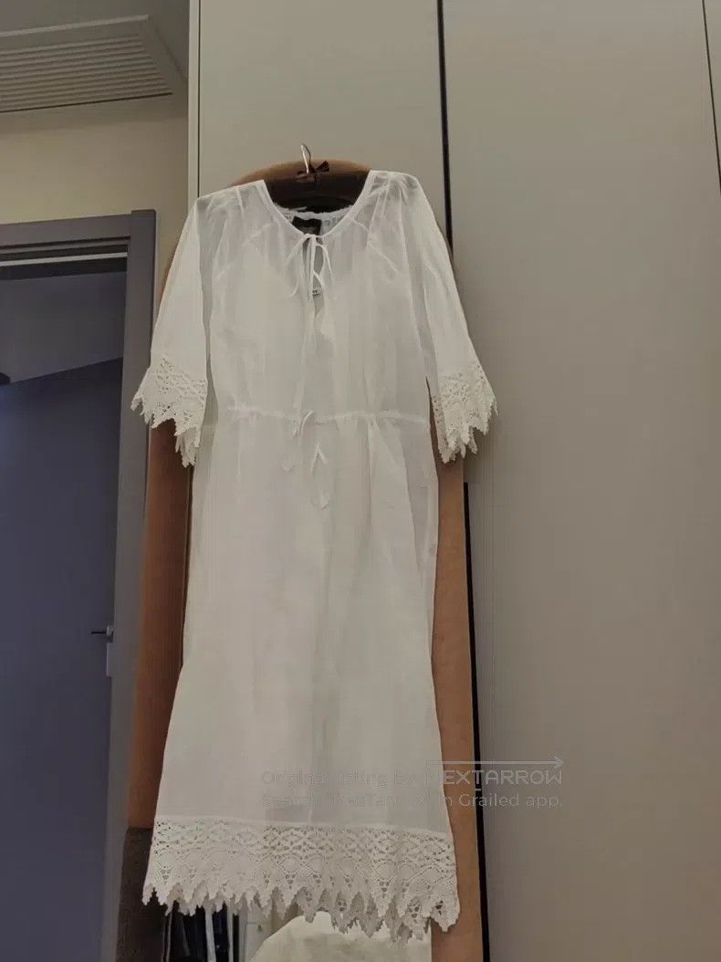 Loewe White Fairy Wind Casual Lazy Vacation Wind Dress wit