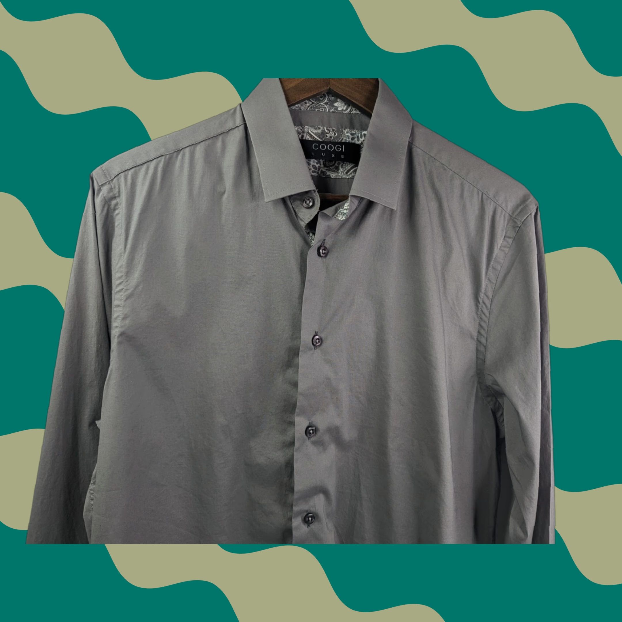 Coogi Luxe Gray Button-Up Shirt Mens M